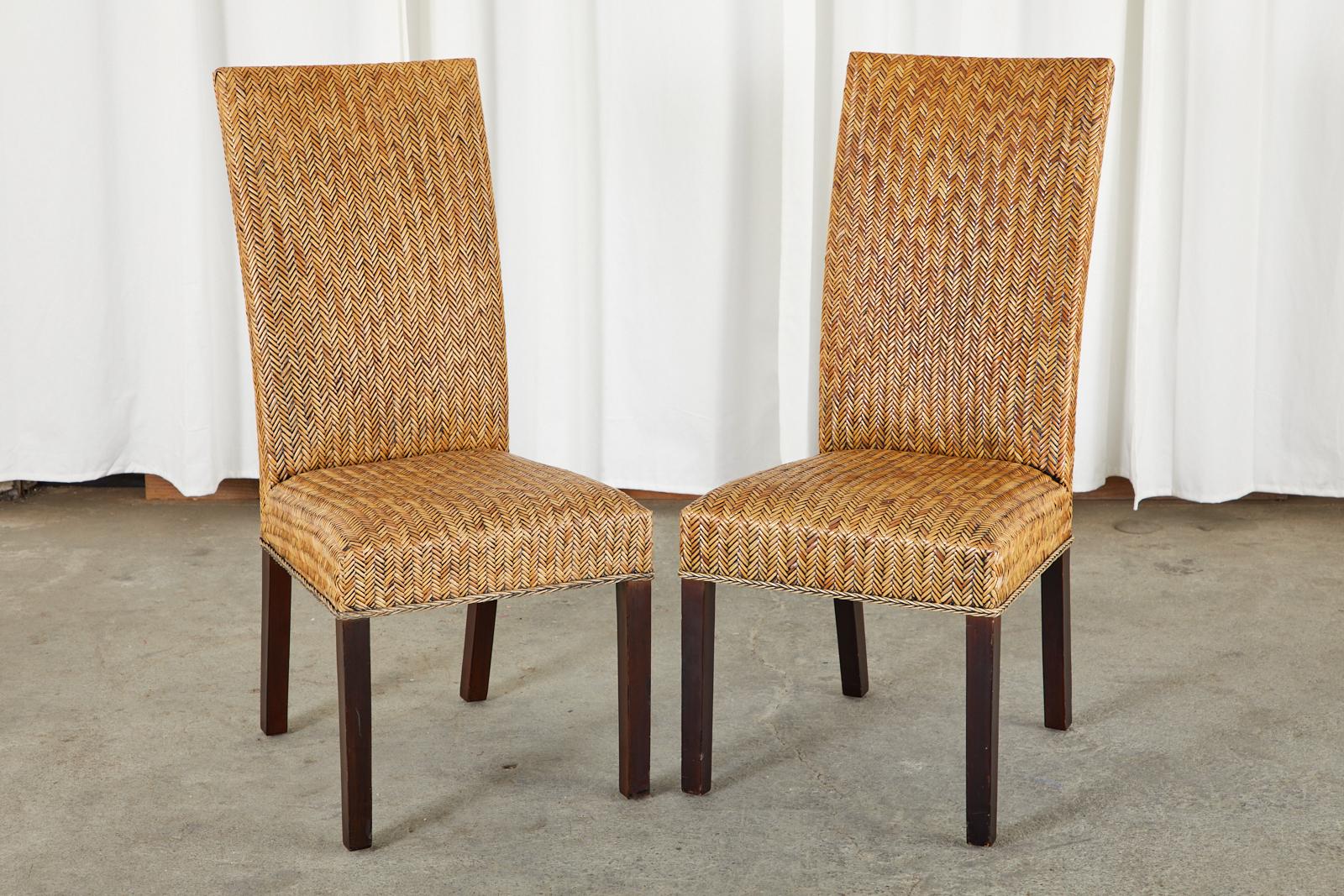 Wicker Set of Twenty-Four Organic Modern Woven Rattan Dining Chairs