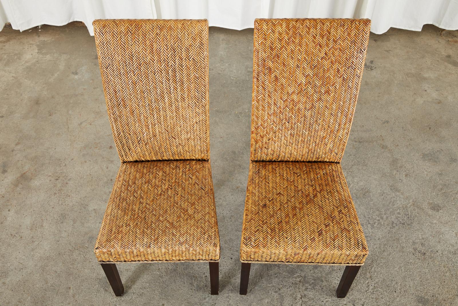 Set of Twenty-Four Organic Modern Woven Rattan Dining Chairs 1