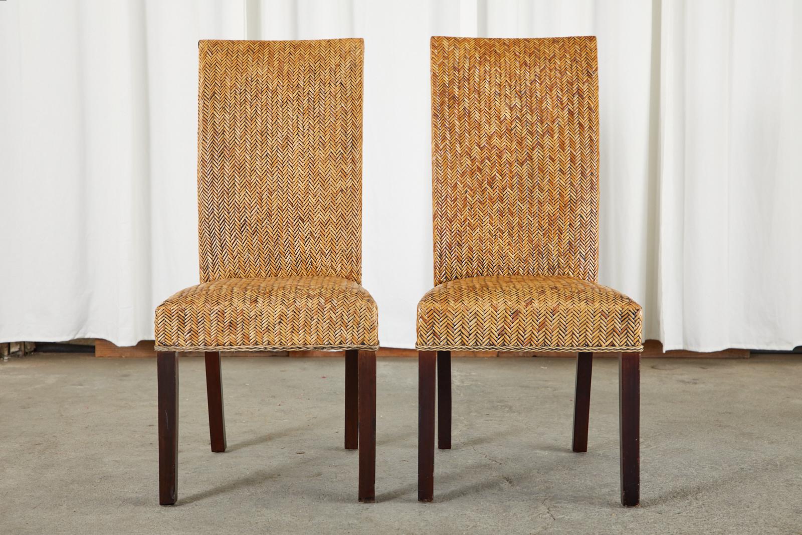 Set of Twenty-Four Organic Modern Woven Rattan Dining Chairs 2