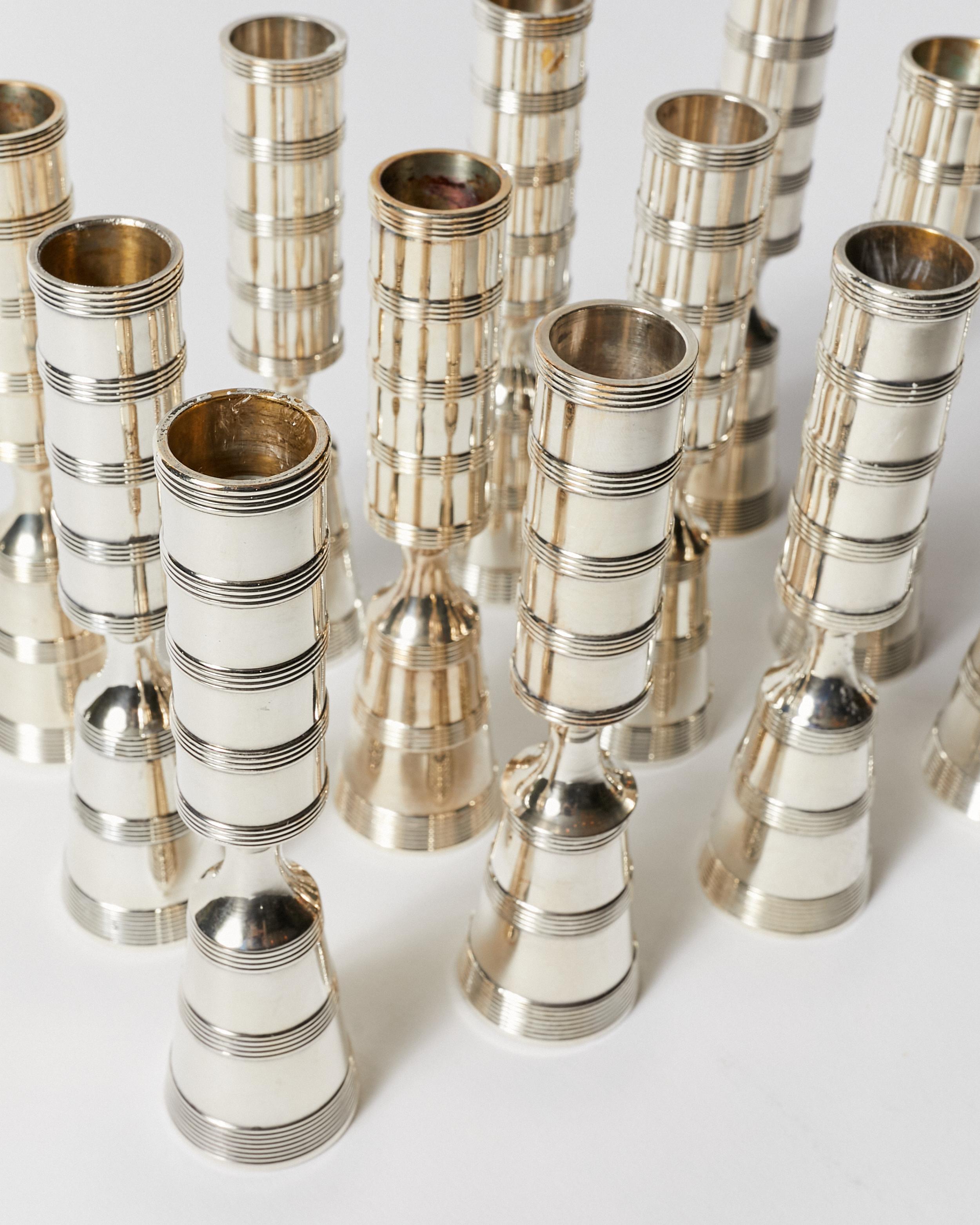 Mid-Century Modern Set of Twenty Four Silver Plated Pilar Candlesticks by Dansk For Sale