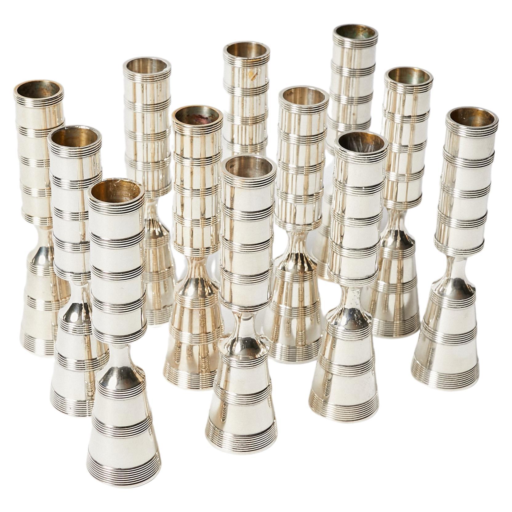 Set of Twenty Four Silver Plated Pilar Candlesticks by Dansk For Sale