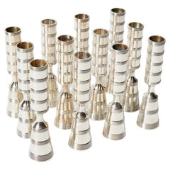 Set of Twenty Four Silver Plated Pilar Candlesticks by Dansk