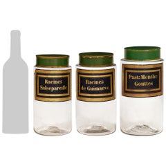 set of twenty French 19th century Glass and pressed Metal apothecary/spice jars