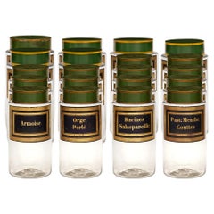 set of twenty French 19th century Glass and pressed Metal apothecary/spice jars