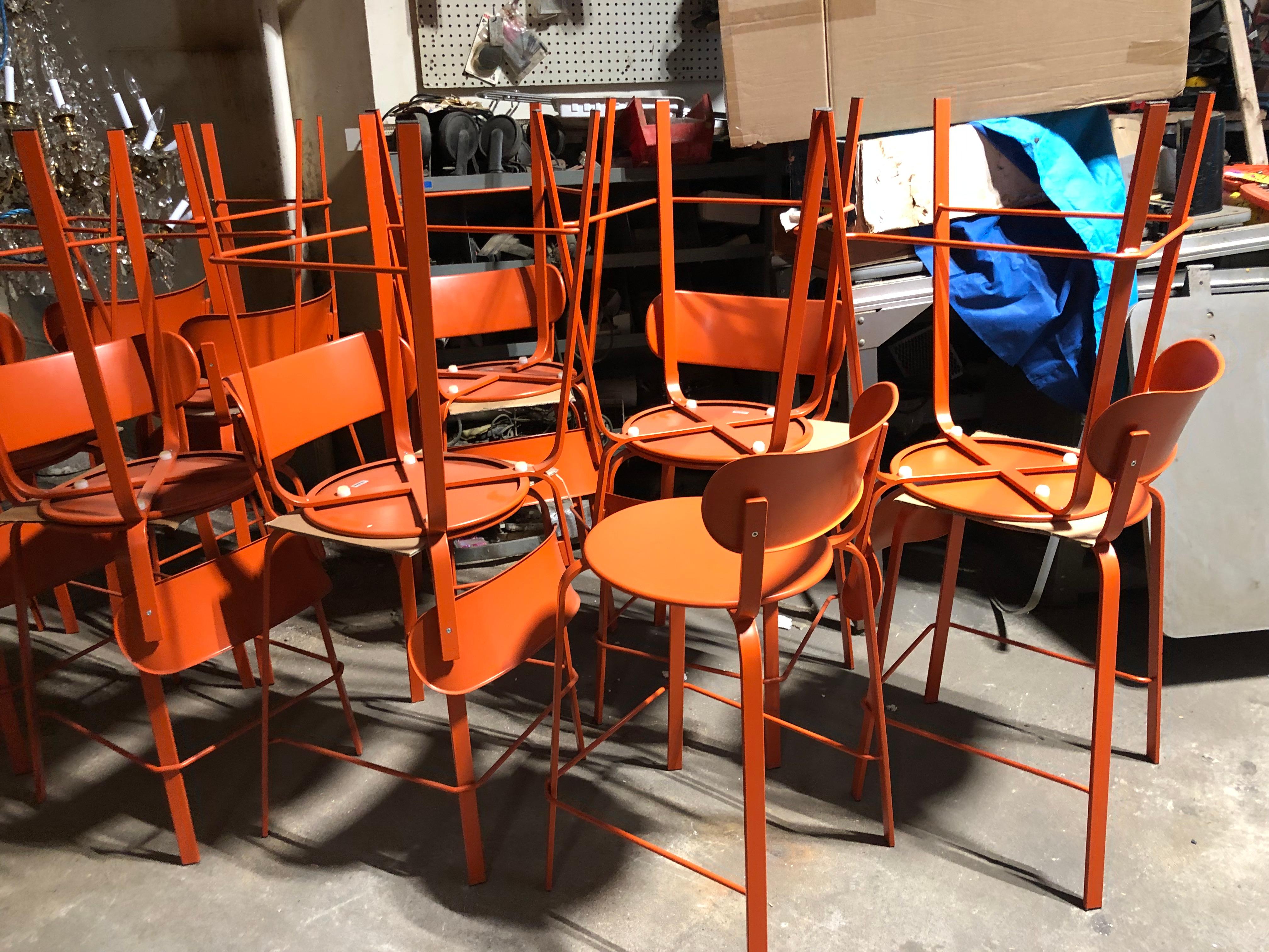 Set of Sixteen Italian LaPalma  Orange Stools 1