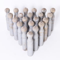 Set of Twenty One Antique Skittle Pins