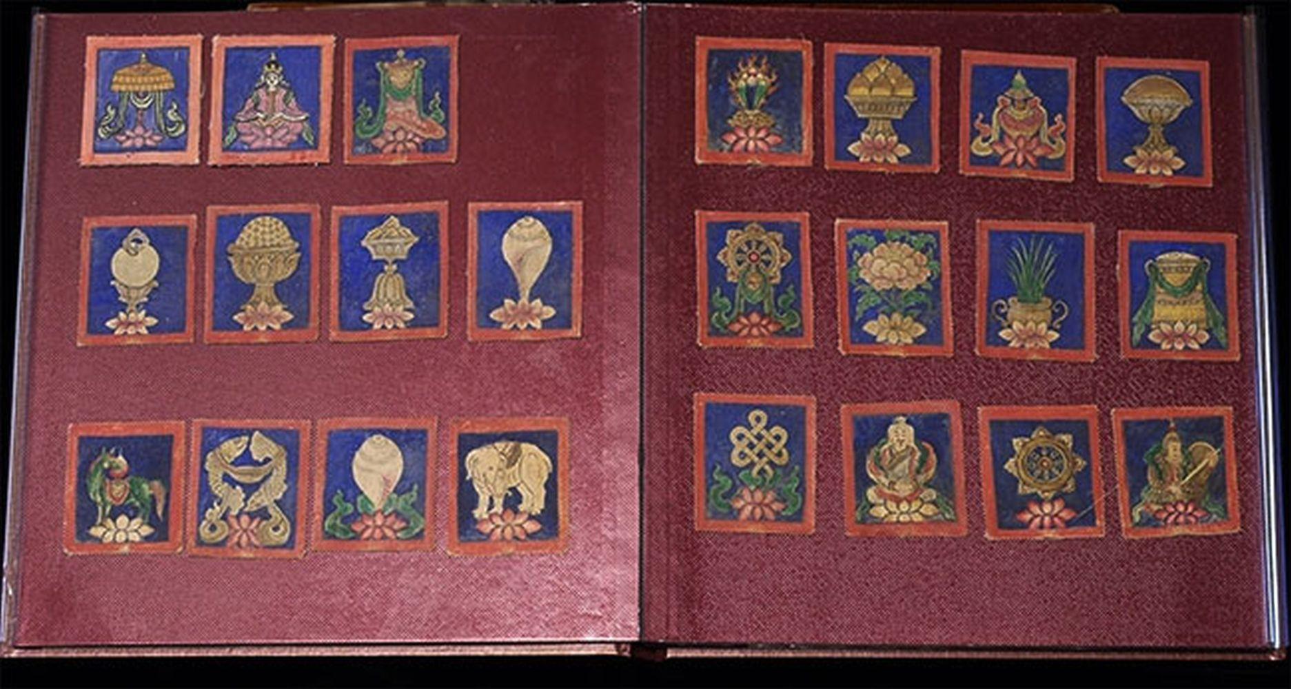 Hand-Painted Set of Twenty Three Antique Tibetan or Mongolian Miniature Thangkas, 6662