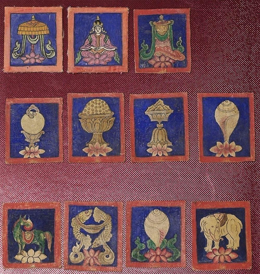 Set of Twenty Three Antique Tibetan or Mongolian Miniature Thangkas, 6662 In Good Condition In Ukiah, CA