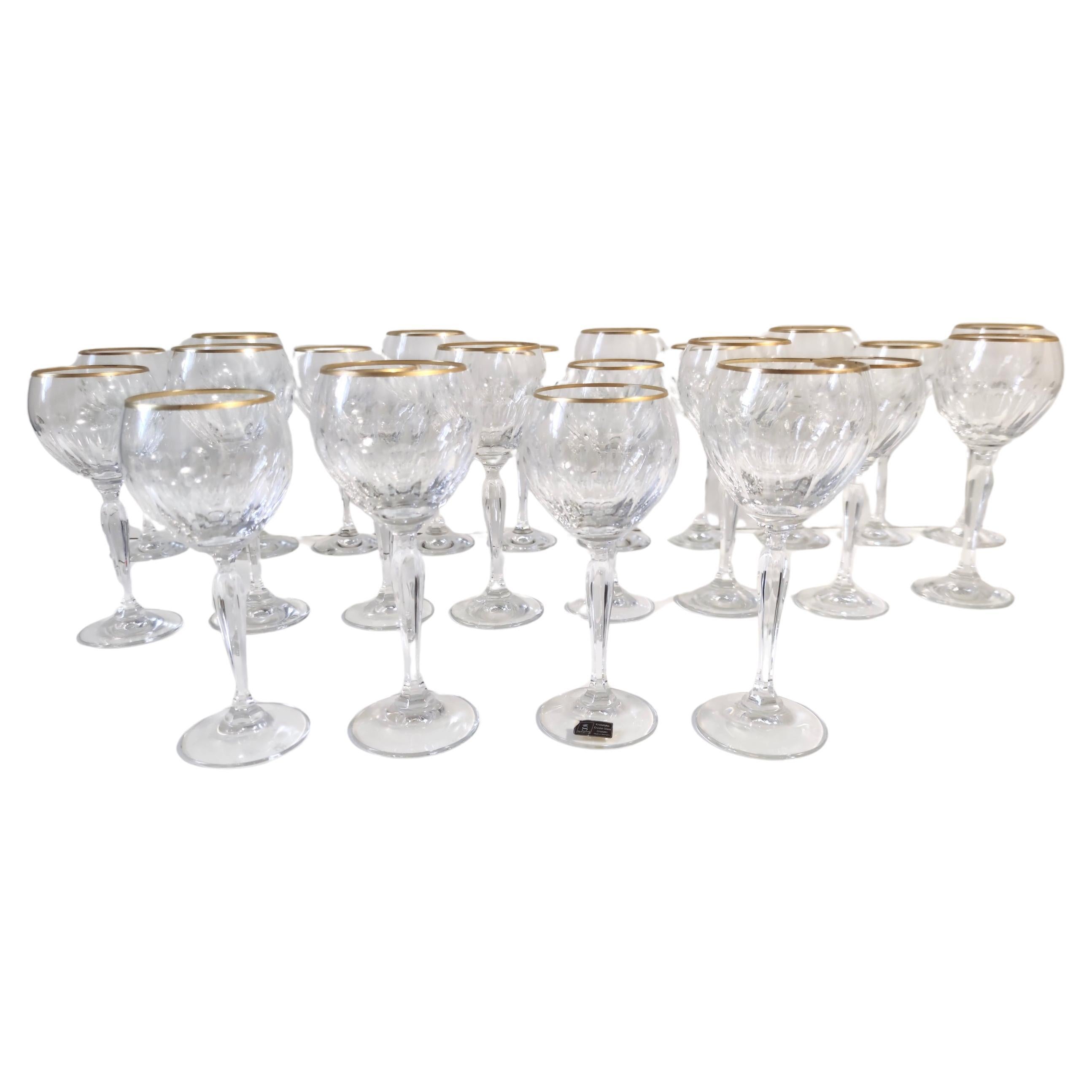 Set of Twenty-two Postmodern Crystal Drinking Glasses by Spiegelau, Germany For Sale
