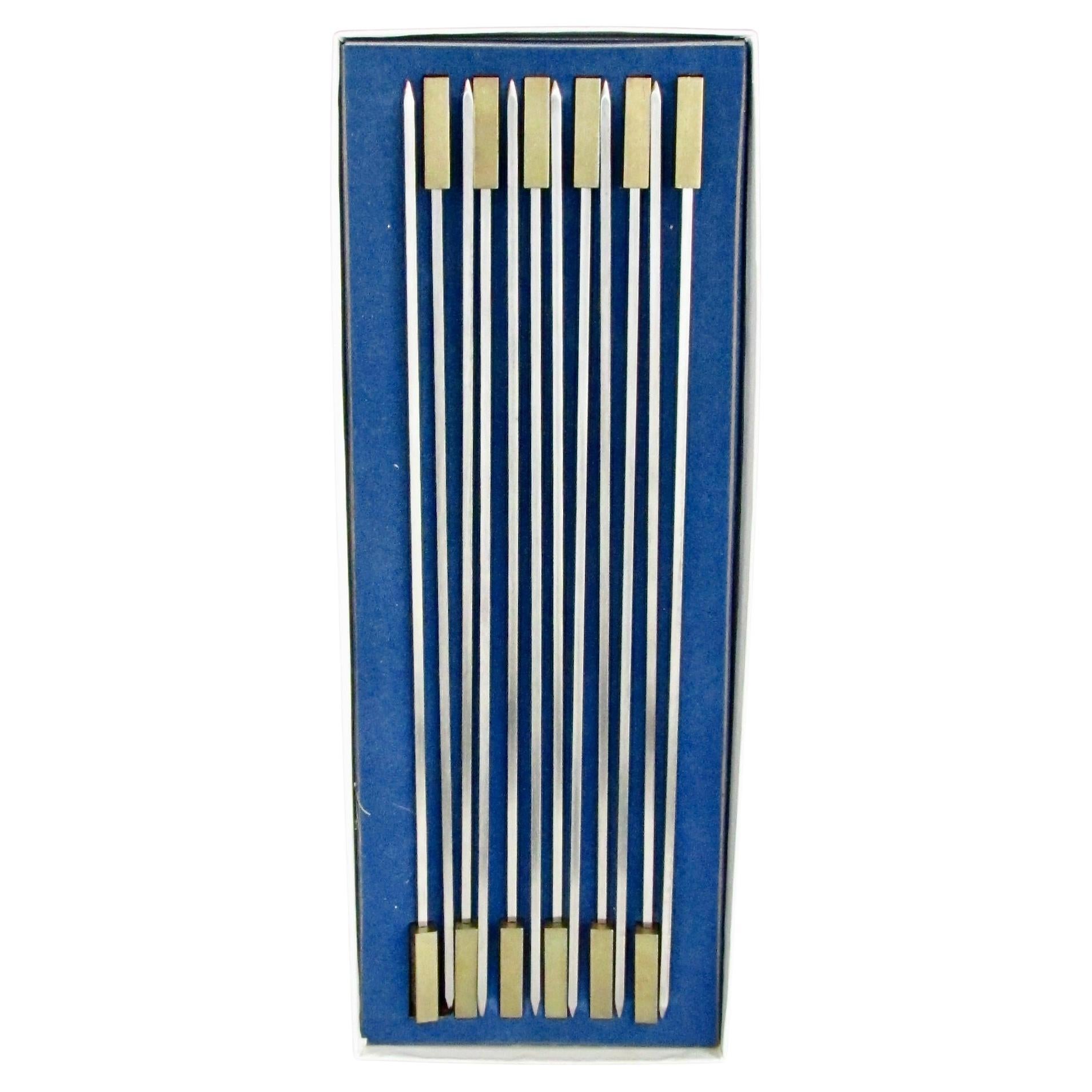 Set of twleve brass with stainless steel " Bronze Age " skewers For Sale