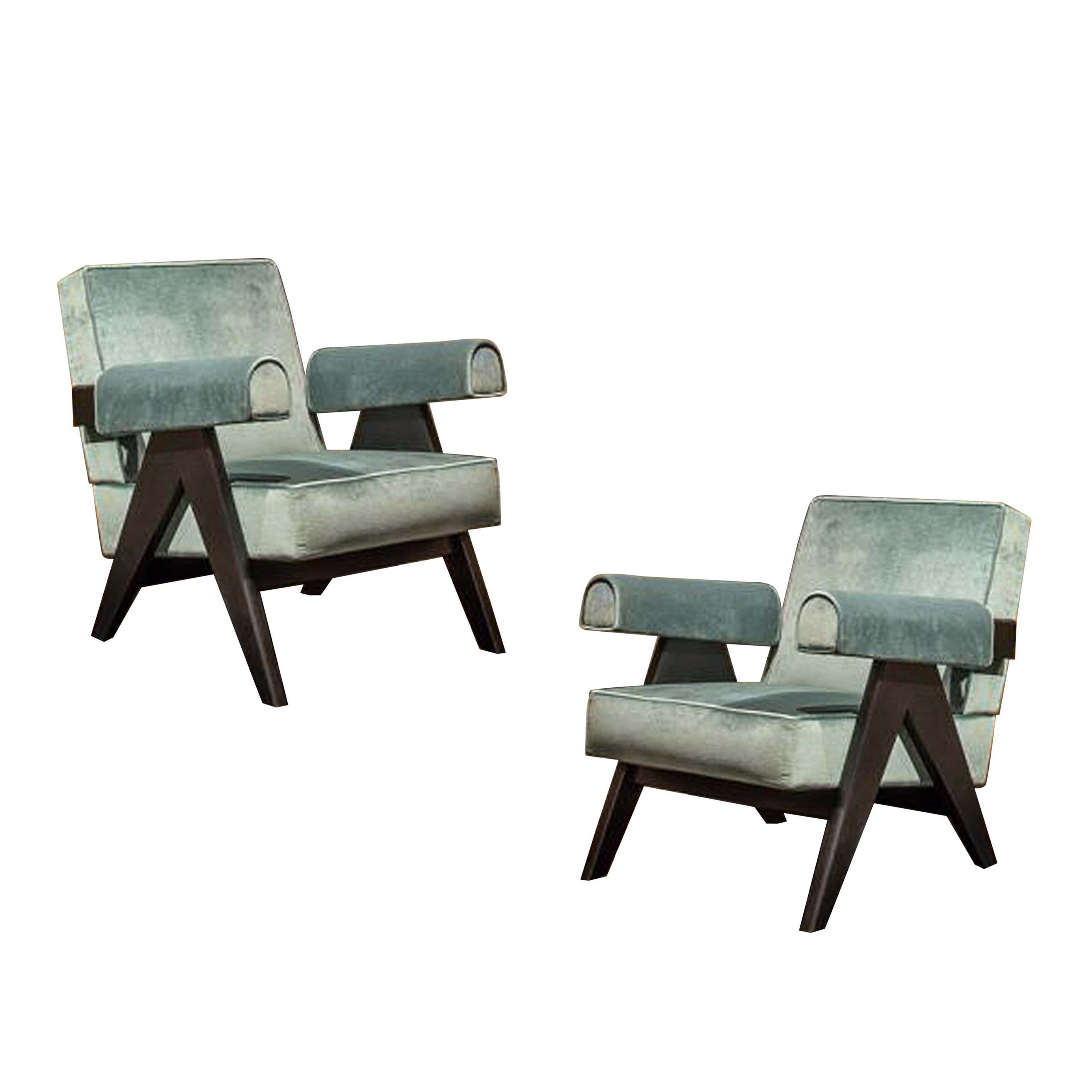 Mid-Century Modern Set of Two 053 Capitol Complex Armchair by Pierre Jeanneret for Cassina For Sale