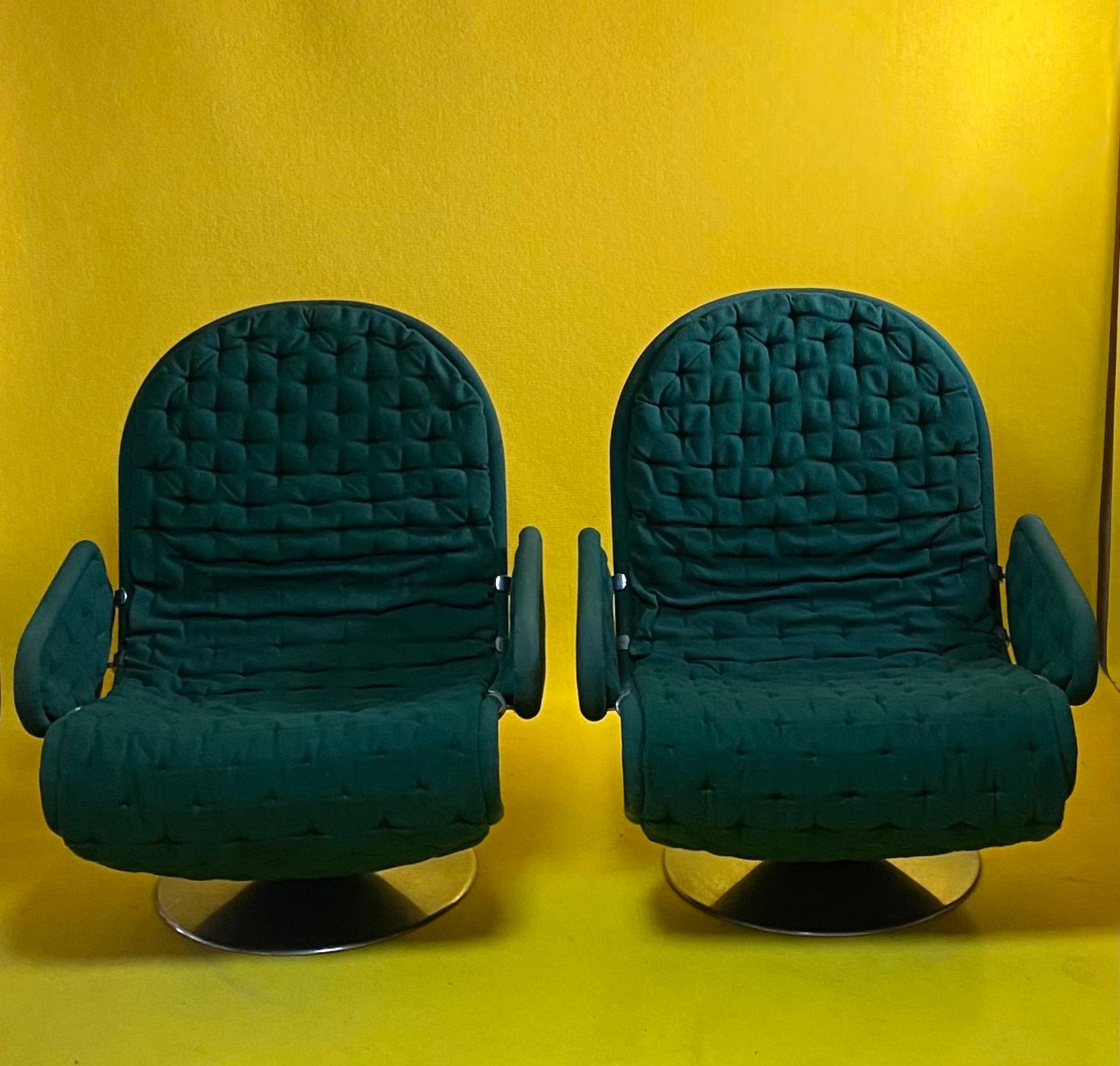 Set of Two 1-2-3 Deluxe Armrest Chairs by Verner Panton for Fritz Hansen, 1970s For Sale 3