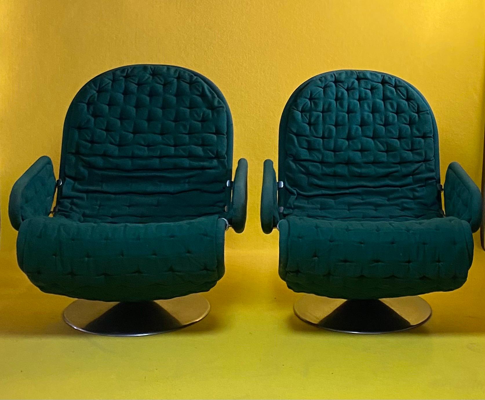 Set of Two 1-2-3 Deluxe Armrest Chairs by Verner Panton for Fritz Hansen, 1970s For Sale 4