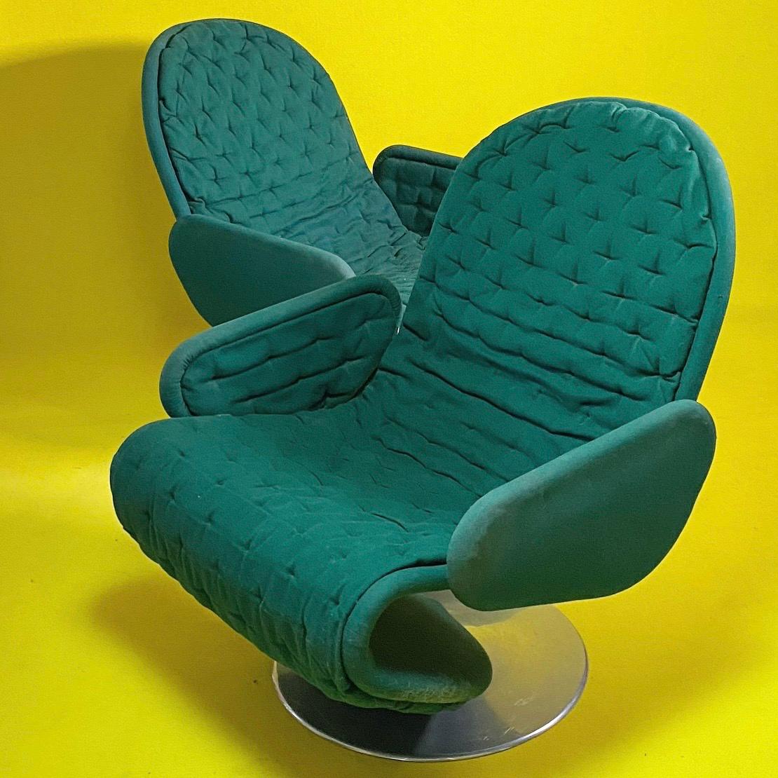 Space Age Set of Two 1-2-3 Deluxe Armrest Chairs by Verner Panton for Fritz Hansen, 1970s For Sale