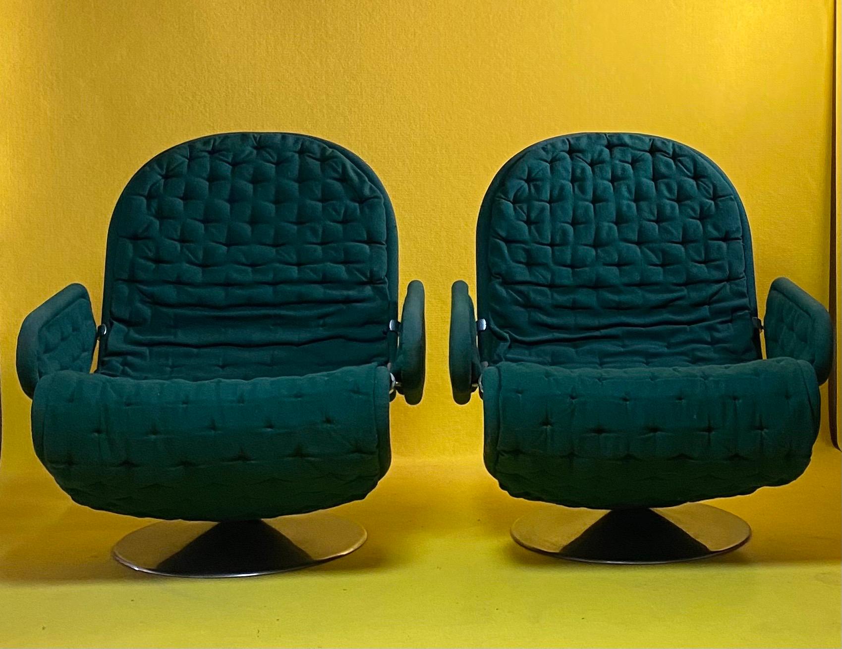 Set of Two 1-2-3 Deluxe Armrest Chairs by Verner Panton for Fritz Hansen, 1970s For Sale 2