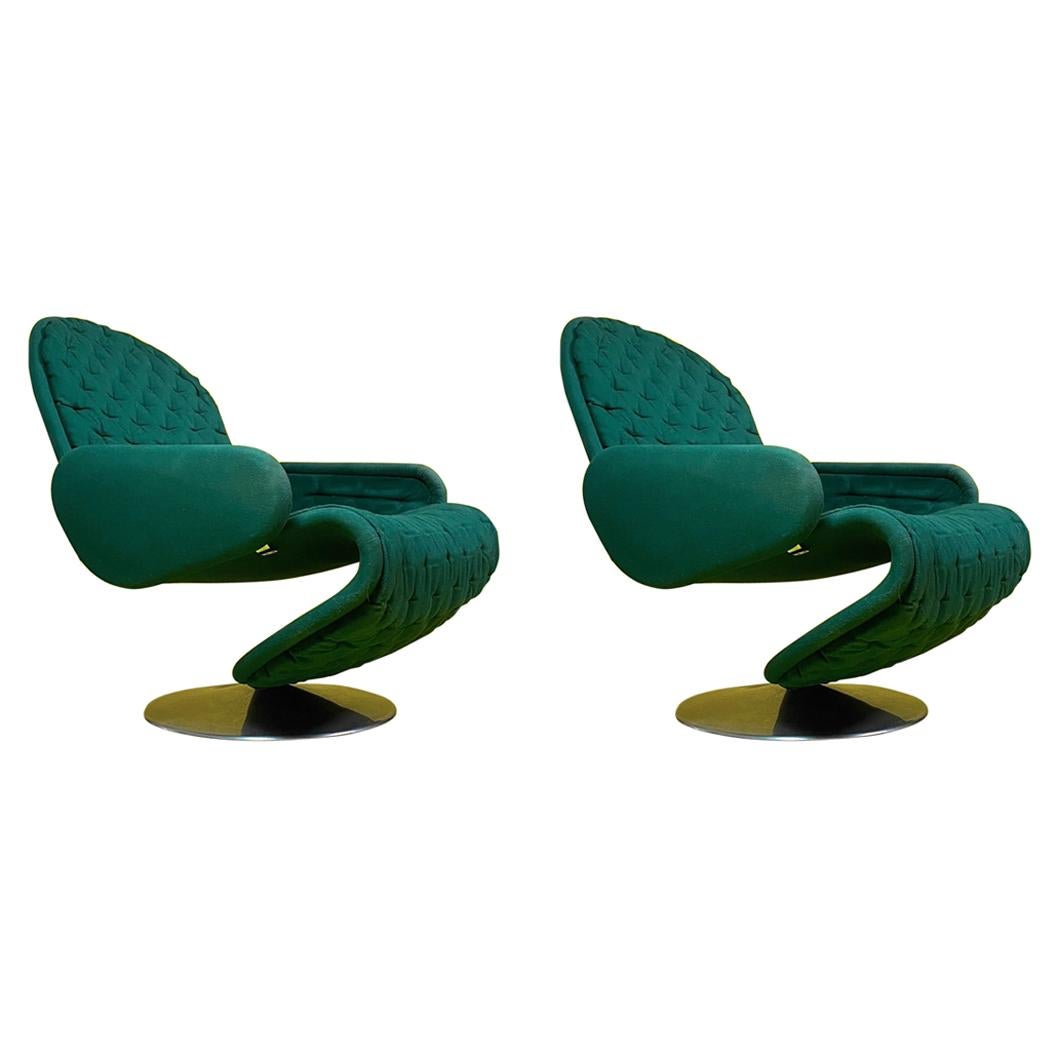 Set of Two 1-2-3 Deluxe Armrest Chairs by Verner Panton for Fritz Hansen, 1970s