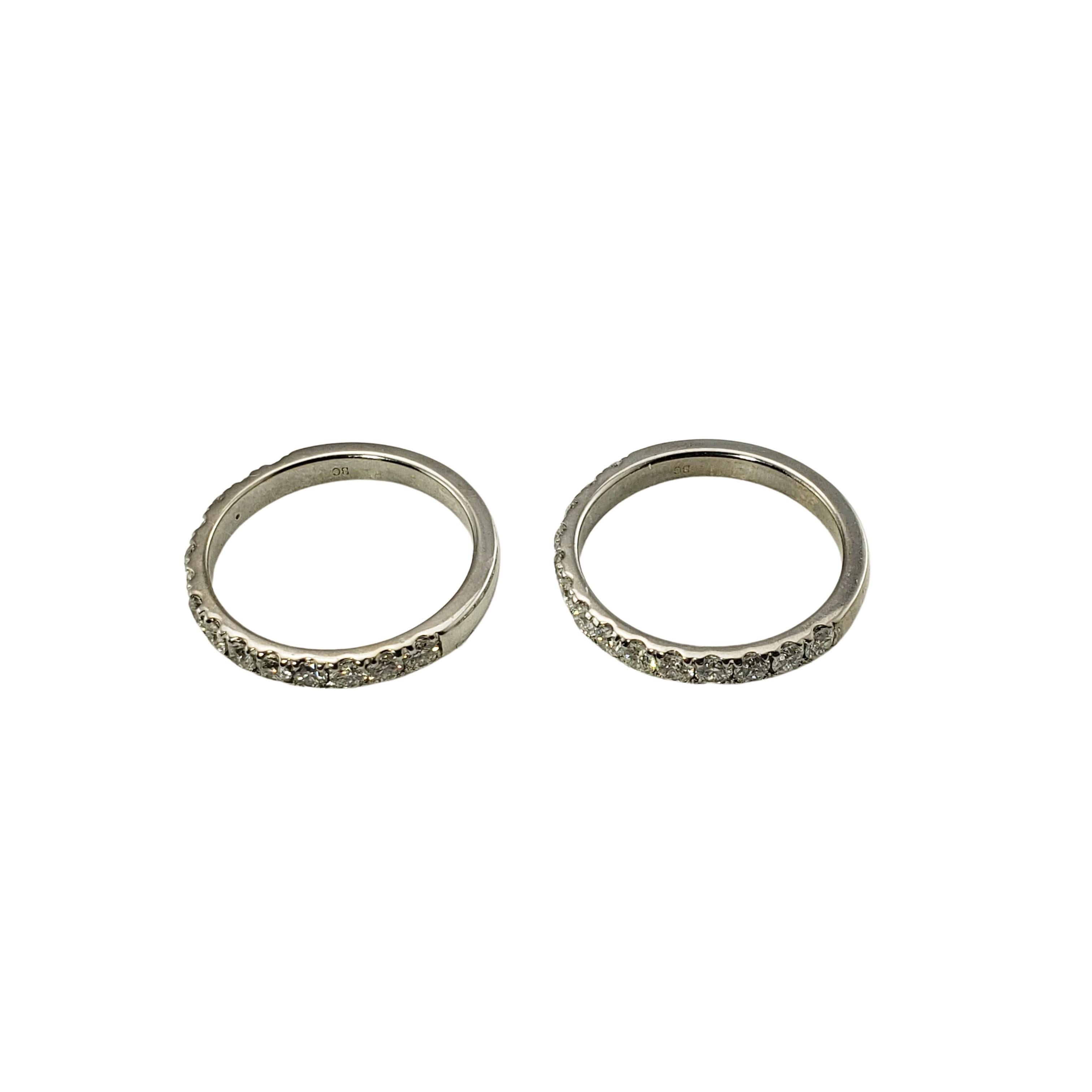 Set of Two 14 Karat White Gold Diamond Wedding Bands Size 5.75 #20865 In Good Condition For Sale In Washington Depot, CT