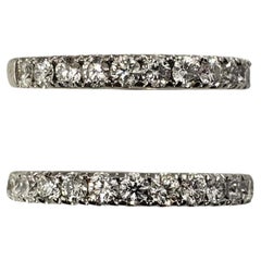 Juego de dos alianzas de boda de diamantes en oro blanco de 14 quilates, tamaño 5,75 #20865