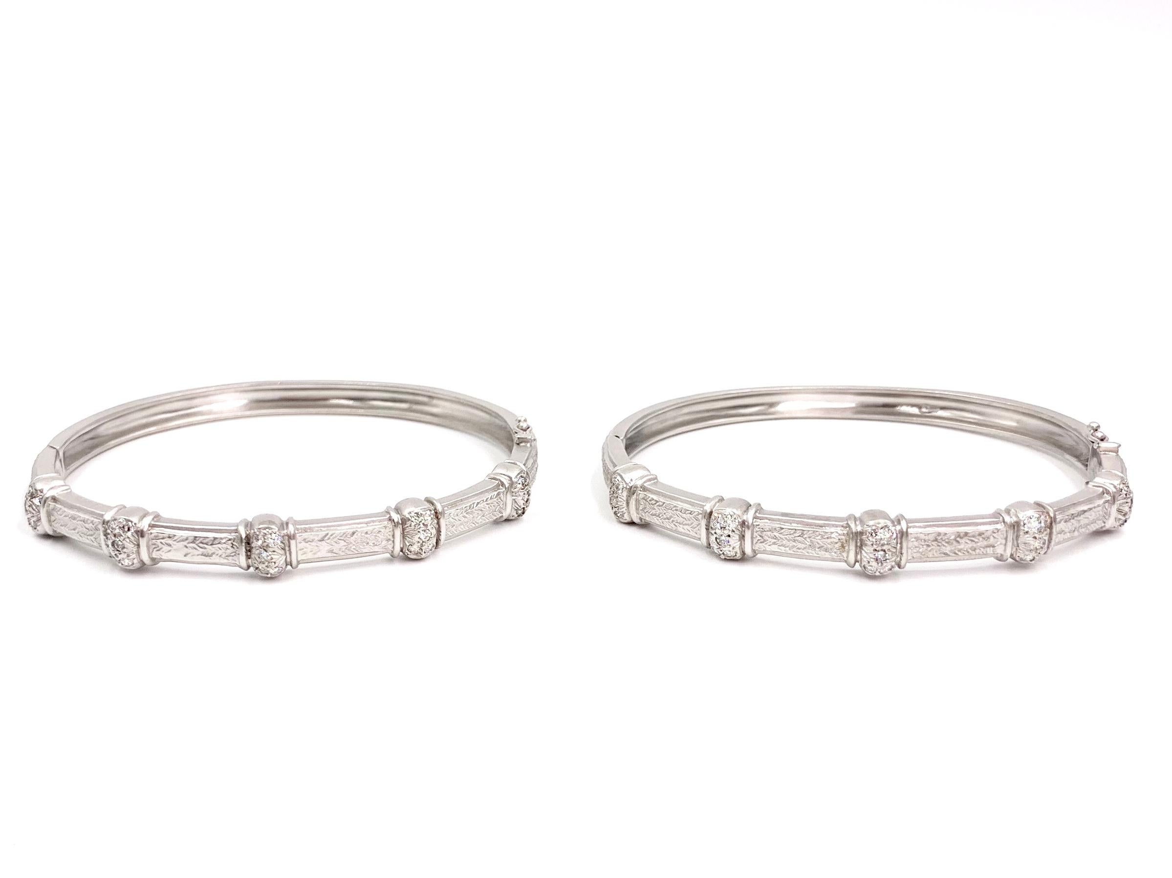 Set of two 18 karat white gold and diamond stacking bangle bracelets from the 