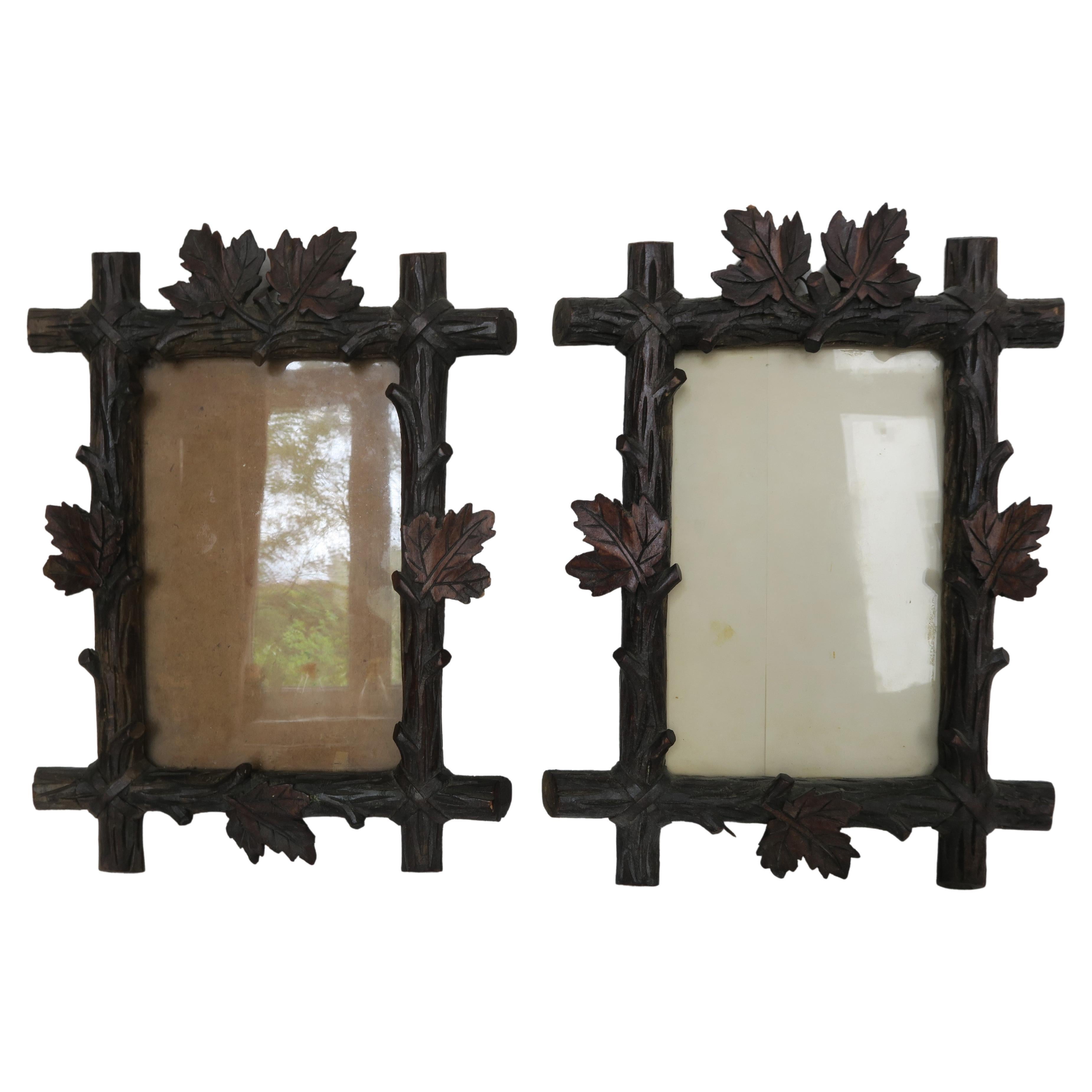 Set of Two 1880s Blackforest Pictureframes Made of Wood