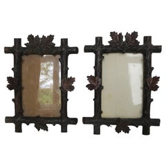 Set of Two 1880s Blackforest Pictureframes Made of Wood