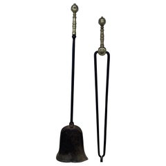 Set of Two 18th Century Brass and Iron Fireplace Tools