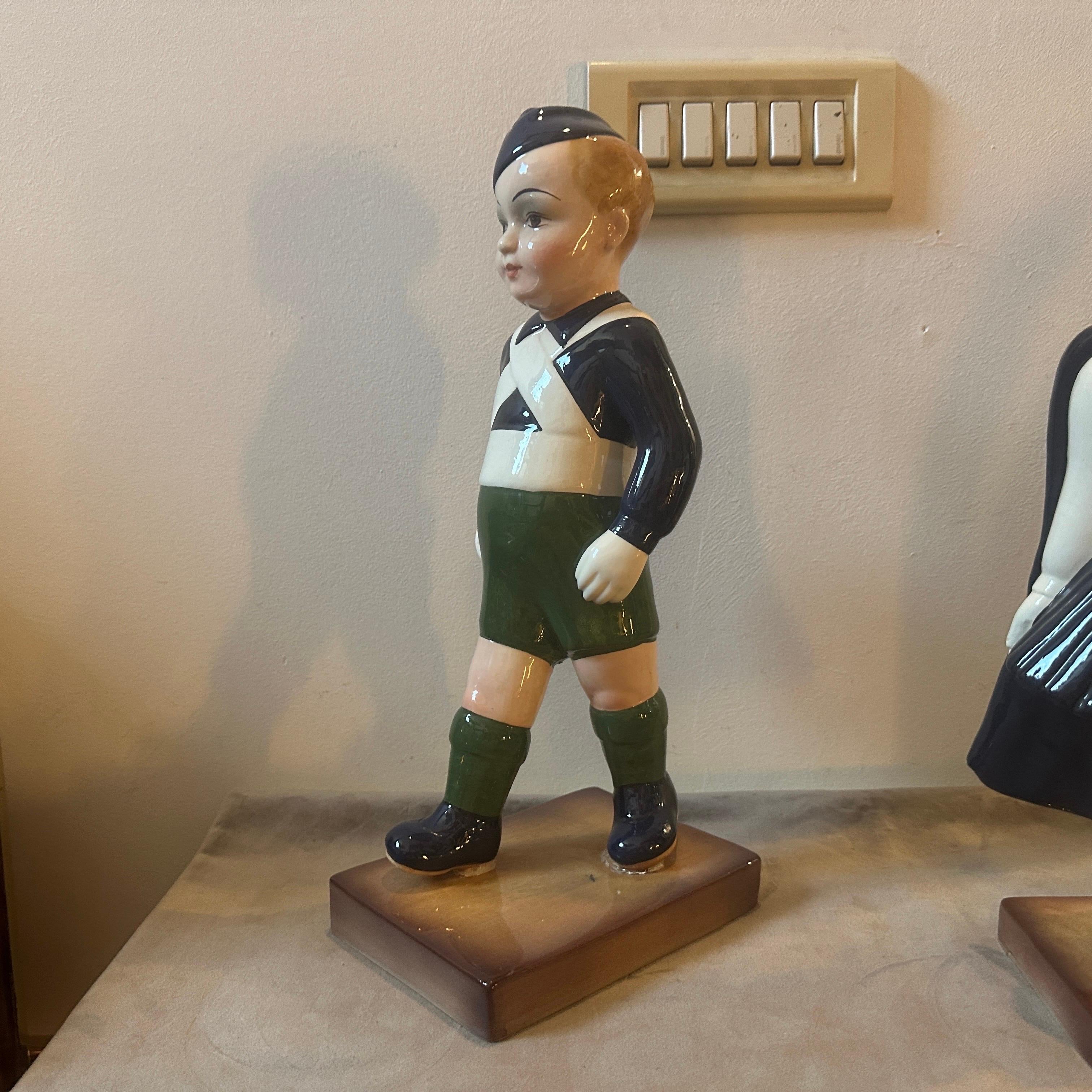 Italiano Set di due ceramiche italiane Art Deco anni '30 Balilla e Giovane Italiana di Zen