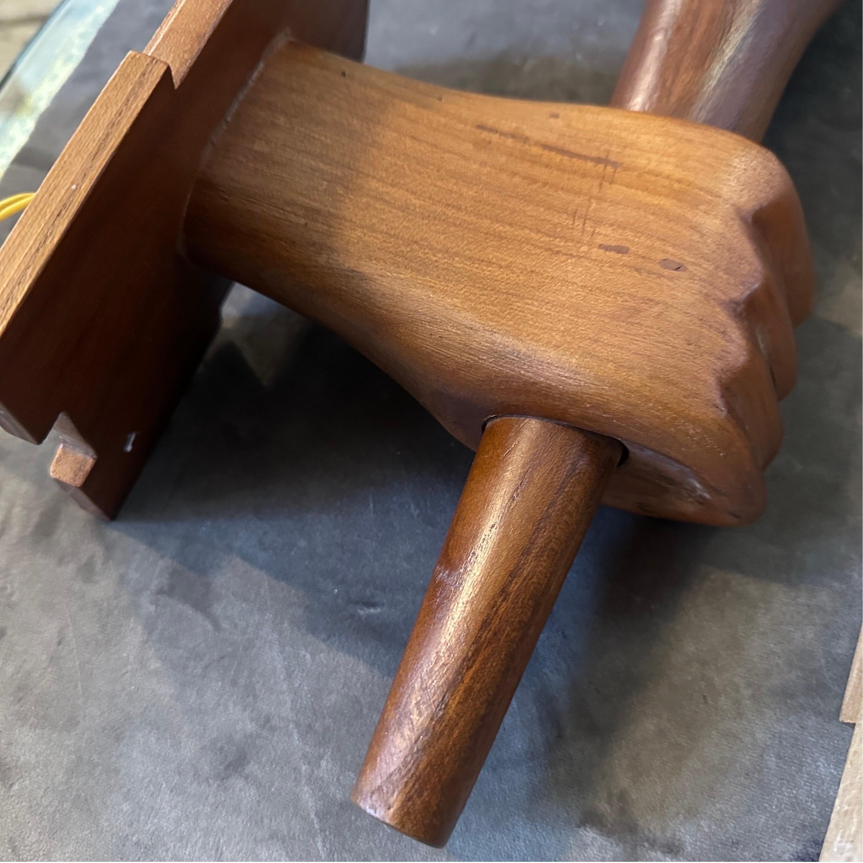 Satz von zwei 1940er Art Deco Holz und Glas Italienisch Wandleuchten im Angebot 4