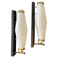 Set of two 1950s Stilnovo Style Mid-Century Modern Italian Wall Sconces