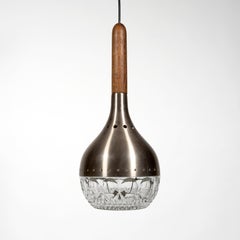 Set of Two 1960s Mid-Century Italian Glass Pendant Light Lamps. Stilux, Italy