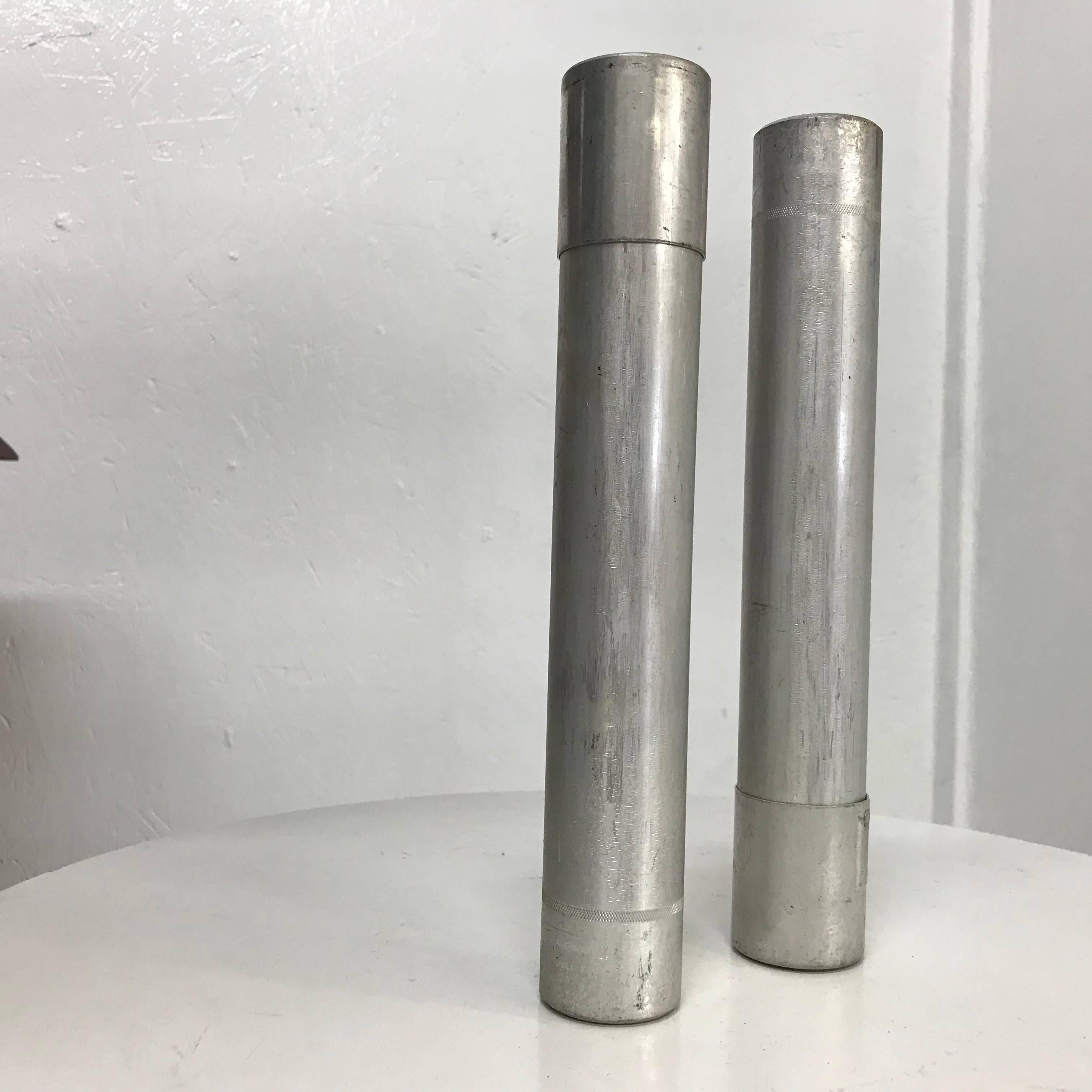 Industrial Set of Two 1970s Aluminum Tubes