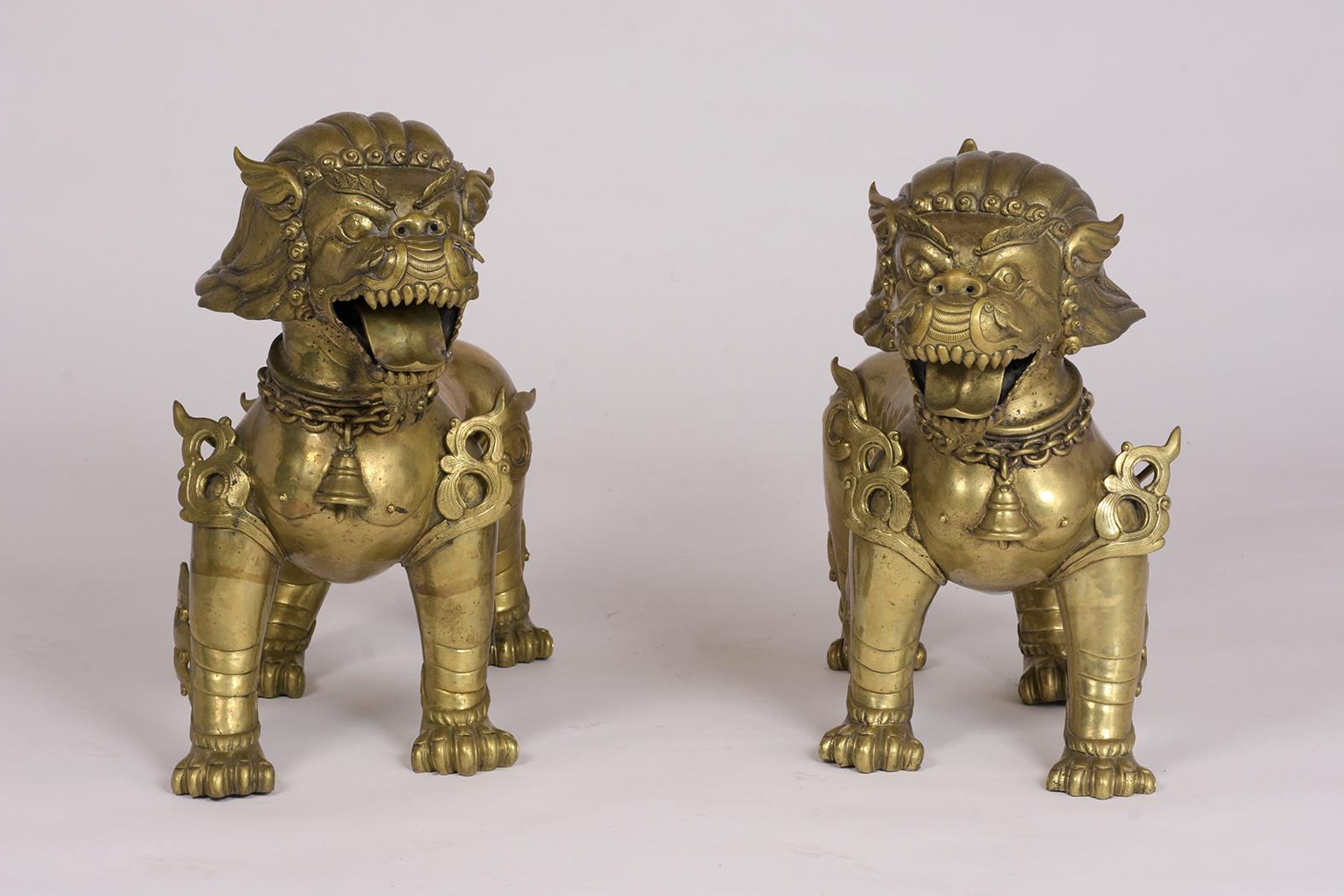 Chinese Export Pair of Chinese Standing Foo Dogs