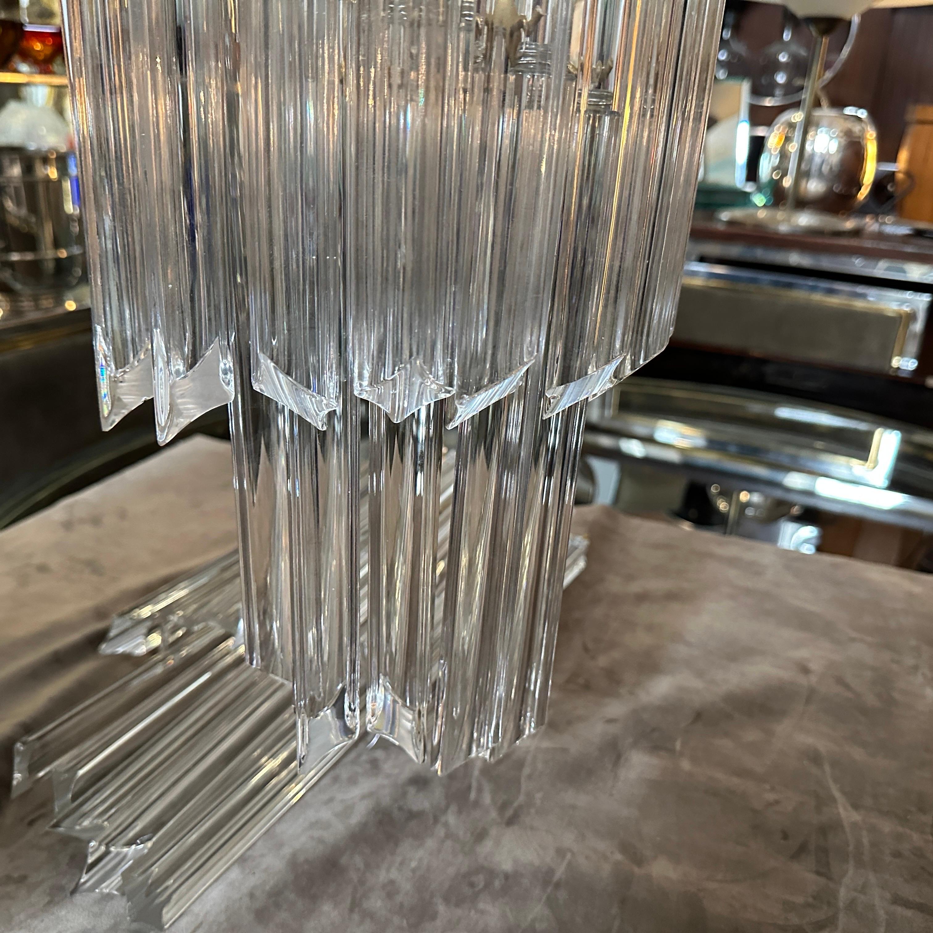 Ensemble de deux appliques murales en verre de Murano transparent, style Venini, datant des années 1970 et de style moderne du milieu du siècle dernier en vente 5