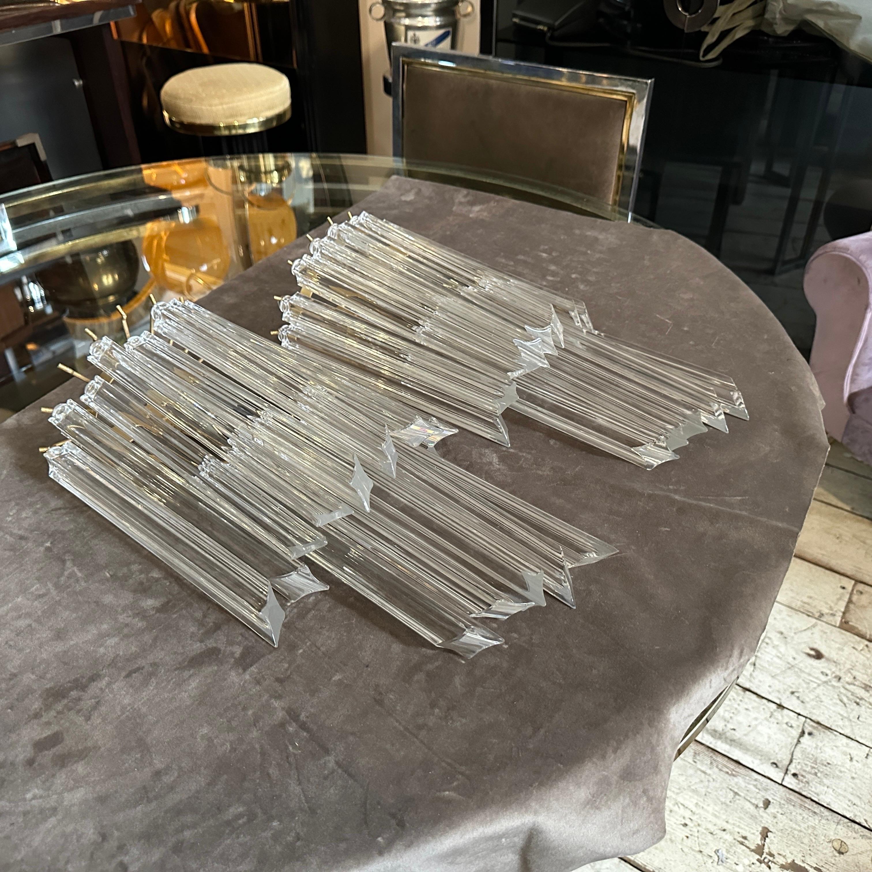 20ième siècle Ensemble de deux appliques murales en verre de Murano transparent, style Venini, datant des années 1970 et de style moderne du milieu du siècle dernier en vente