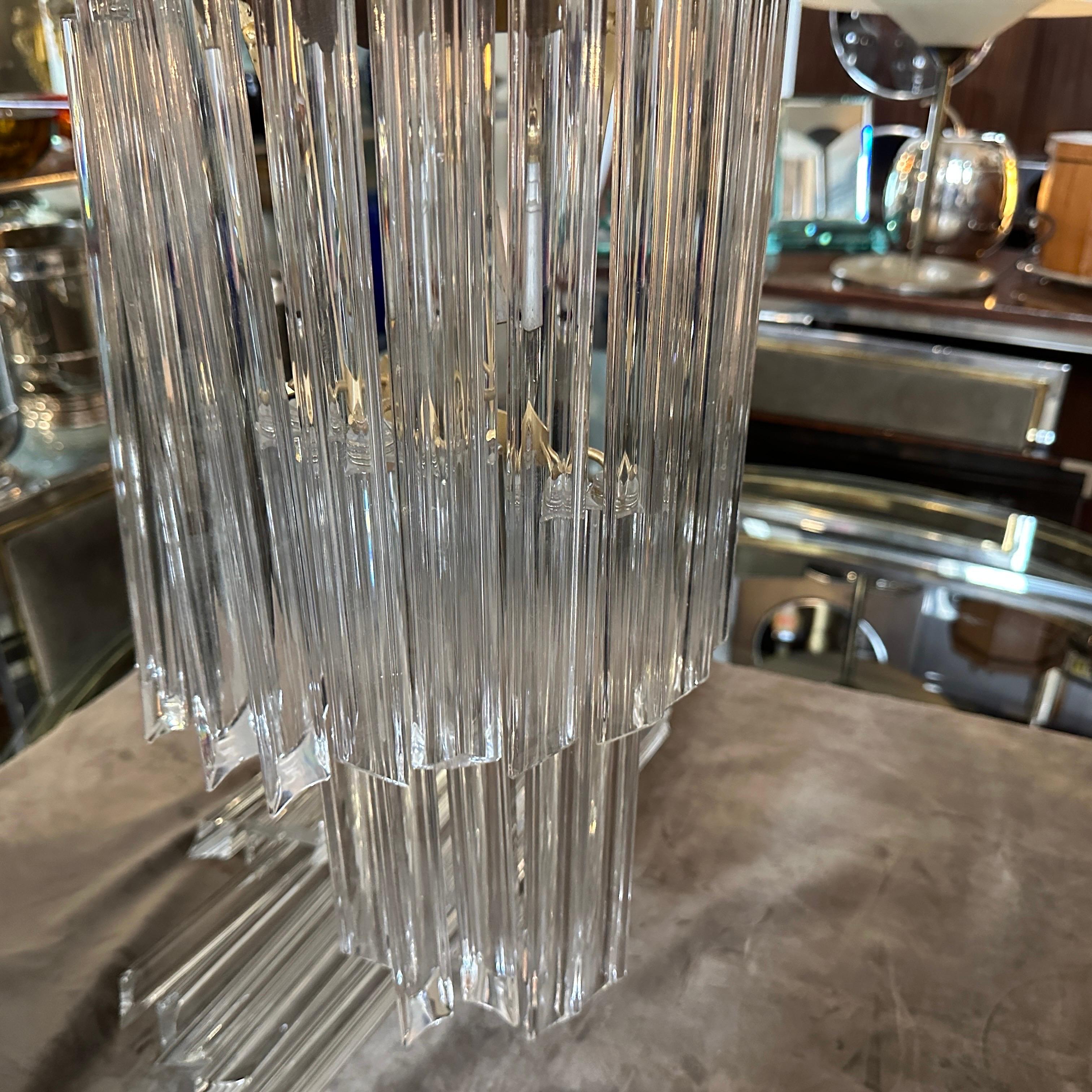 Ensemble de deux appliques murales en verre de Murano transparent, style Venini, datant des années 1970 et de style moderne du milieu du siècle dernier en vente 1