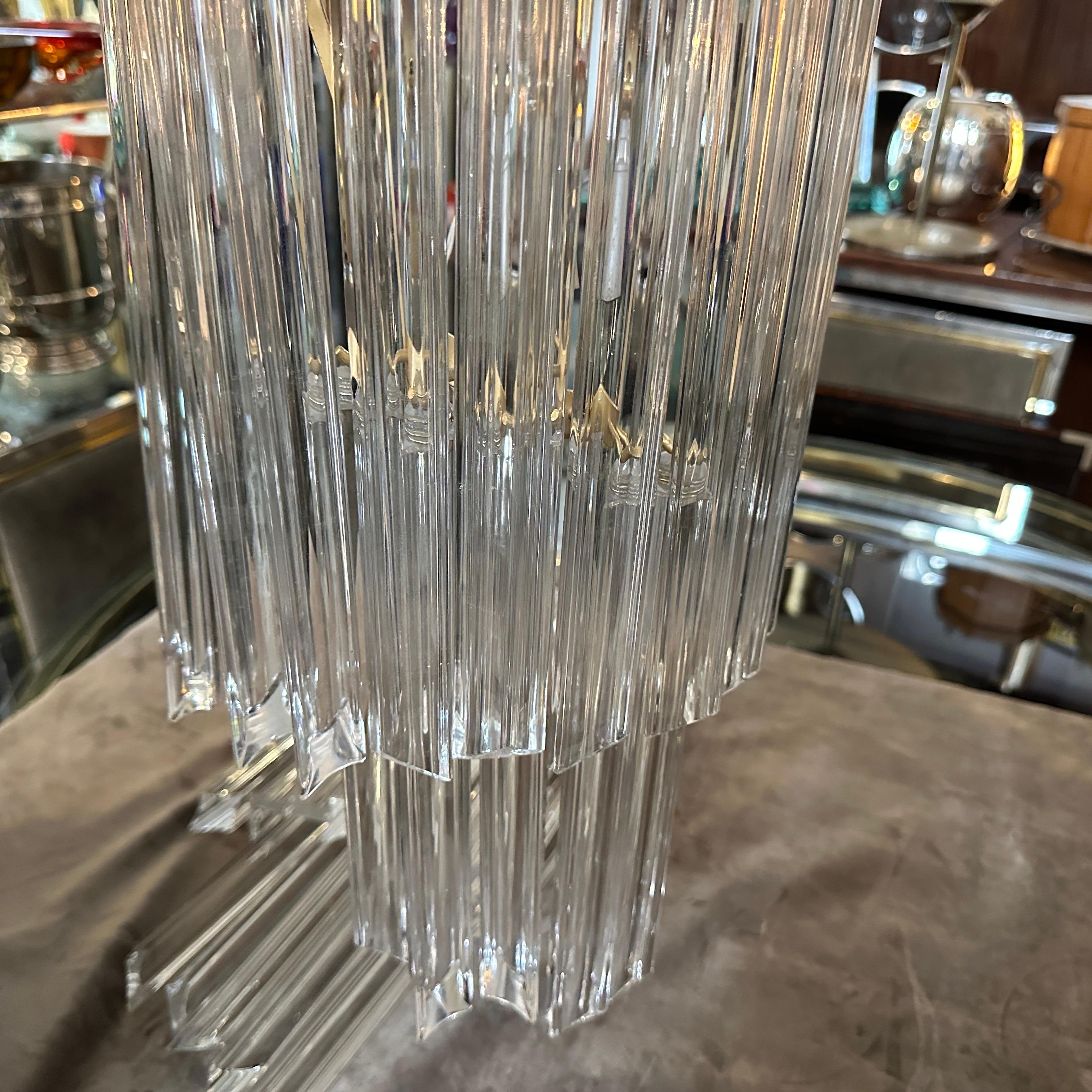 Ensemble de deux appliques murales en verre de Murano transparent, style Venini, datant des années 1970 et de style moderne du milieu du siècle dernier en vente 2