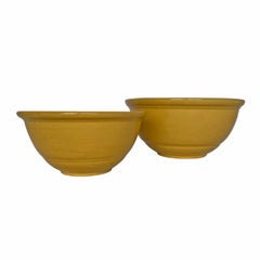 Set of Two 19th Century American Yellowware Mixing Bowls