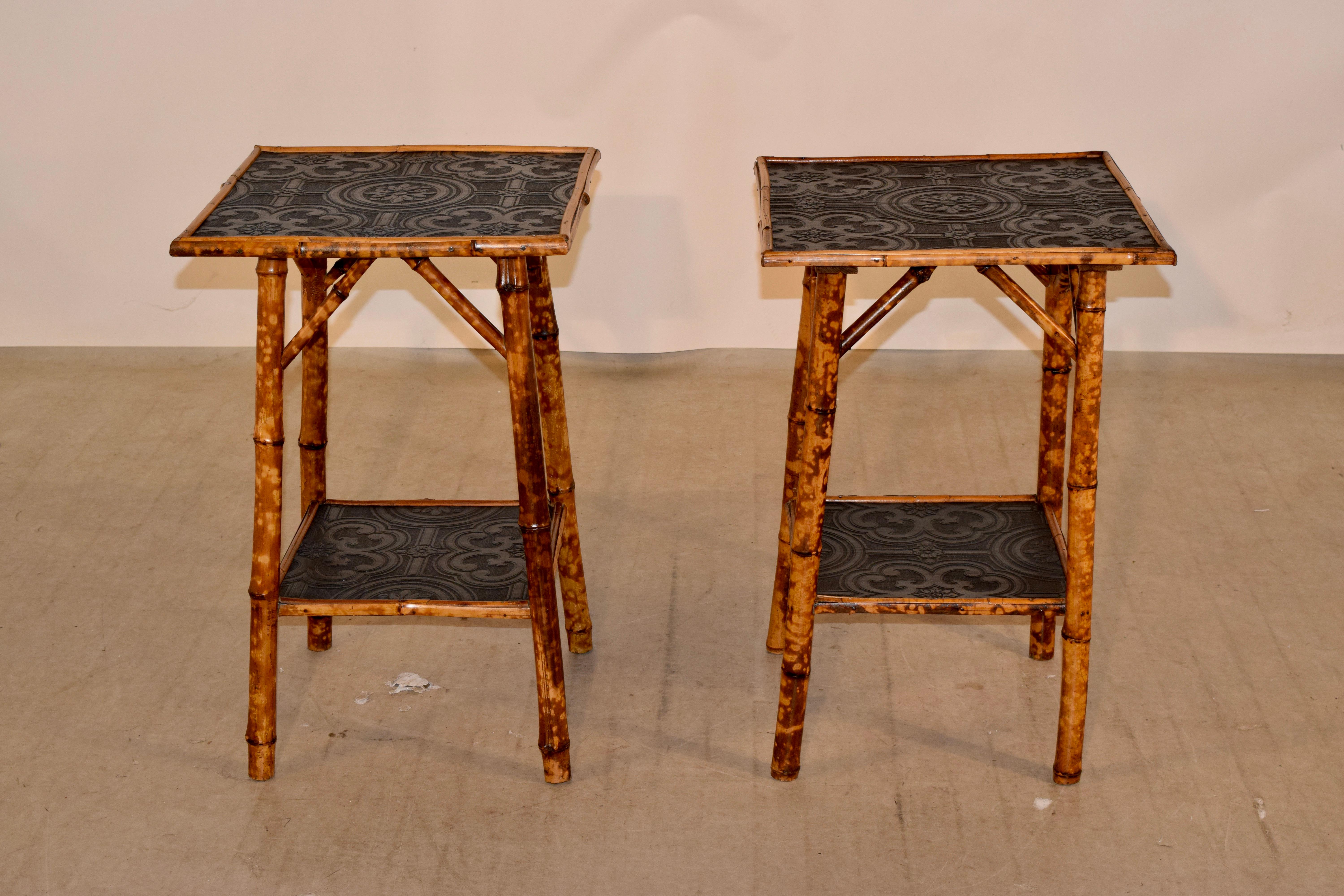 Hand-Painted Set of Two 19th Century Bamboo Side Tables