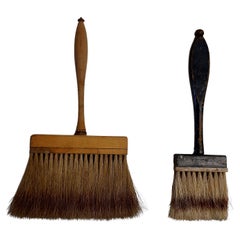 Set of Two 19th Century British Wood and Pure Badger Hair Paint Brushes