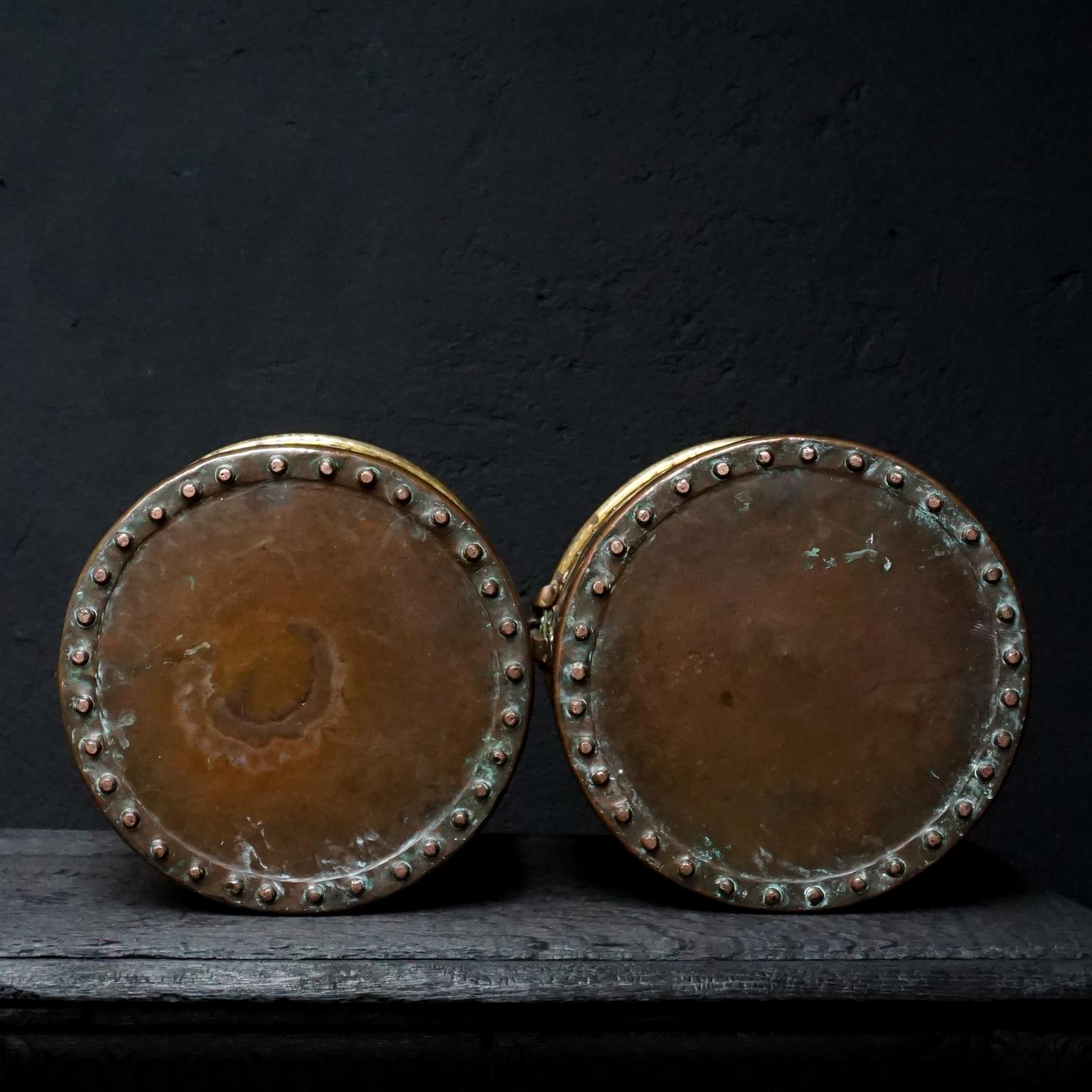 Set of Two 19th Century Dutch Copper and Brass Riveted Buckets with Zinc Insert 12