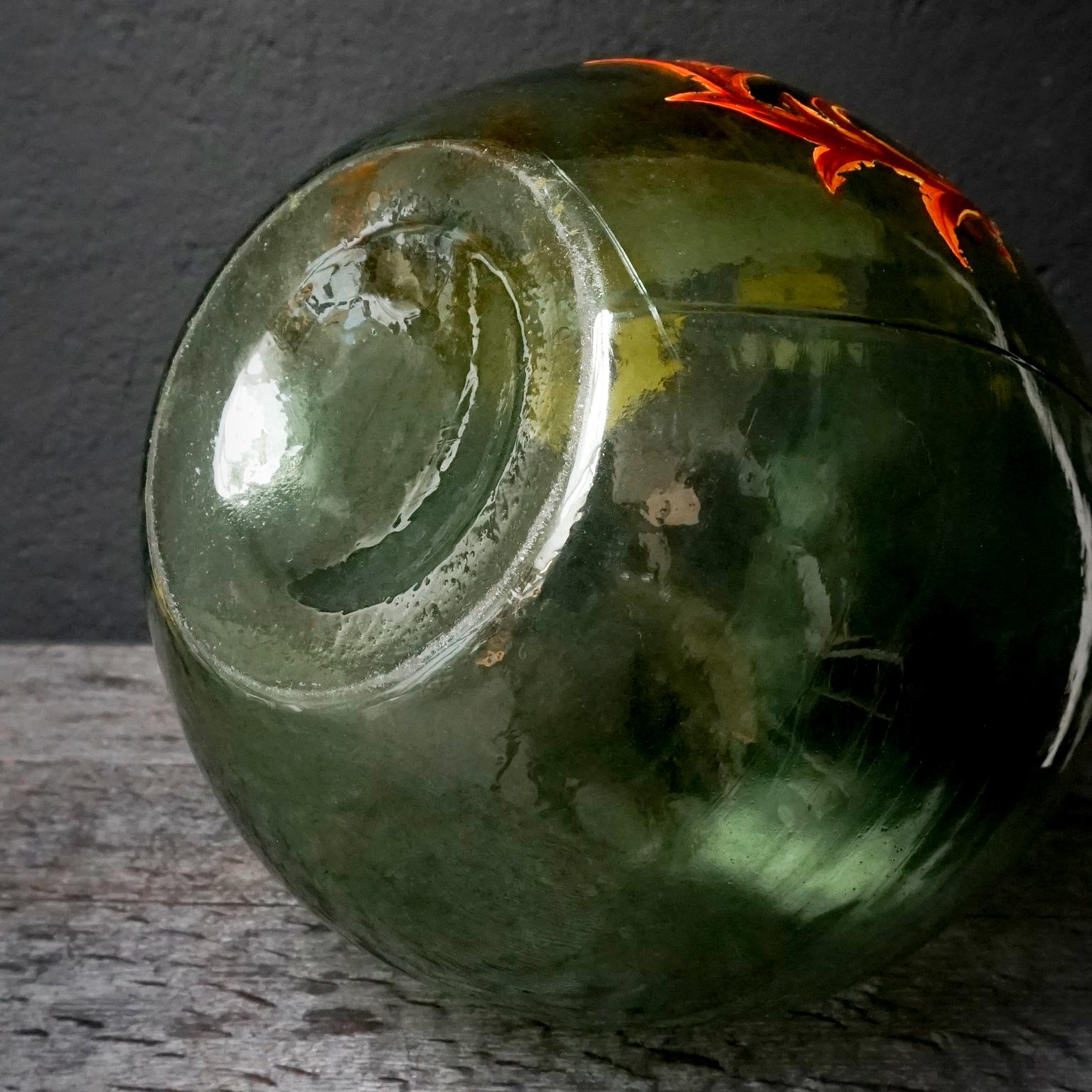 Set of Two 19th Century Large Handblown Demijohns with Painted Coat of Arms 1