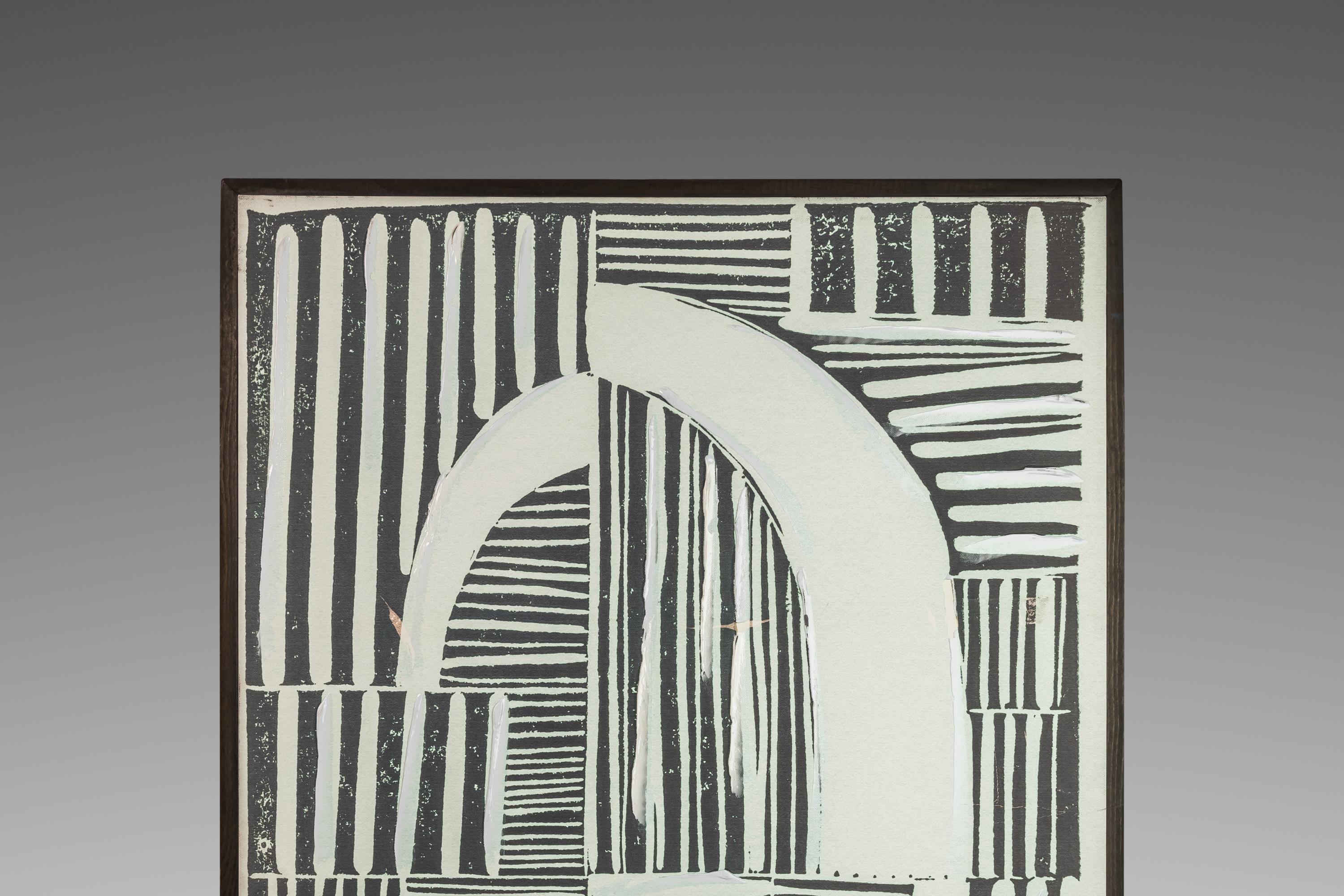 Set von zwei (2) Abstrakten Wandgemälden, digitaler Linocut „A“-Druck im Angebot 1