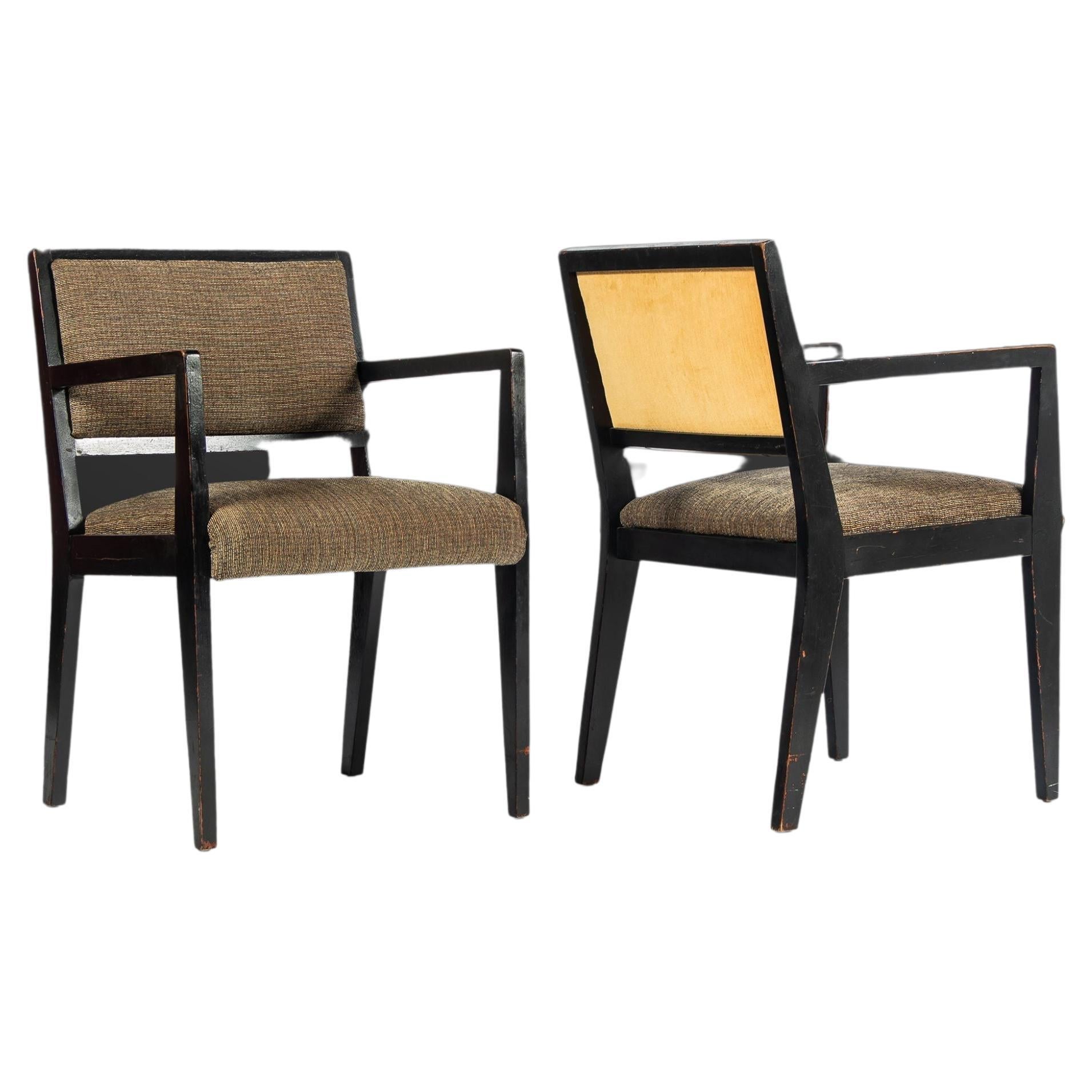 Set of 2 Patinaed Armchairs After Edward Wormley for Dunbar Chairs, USA, c. 1960