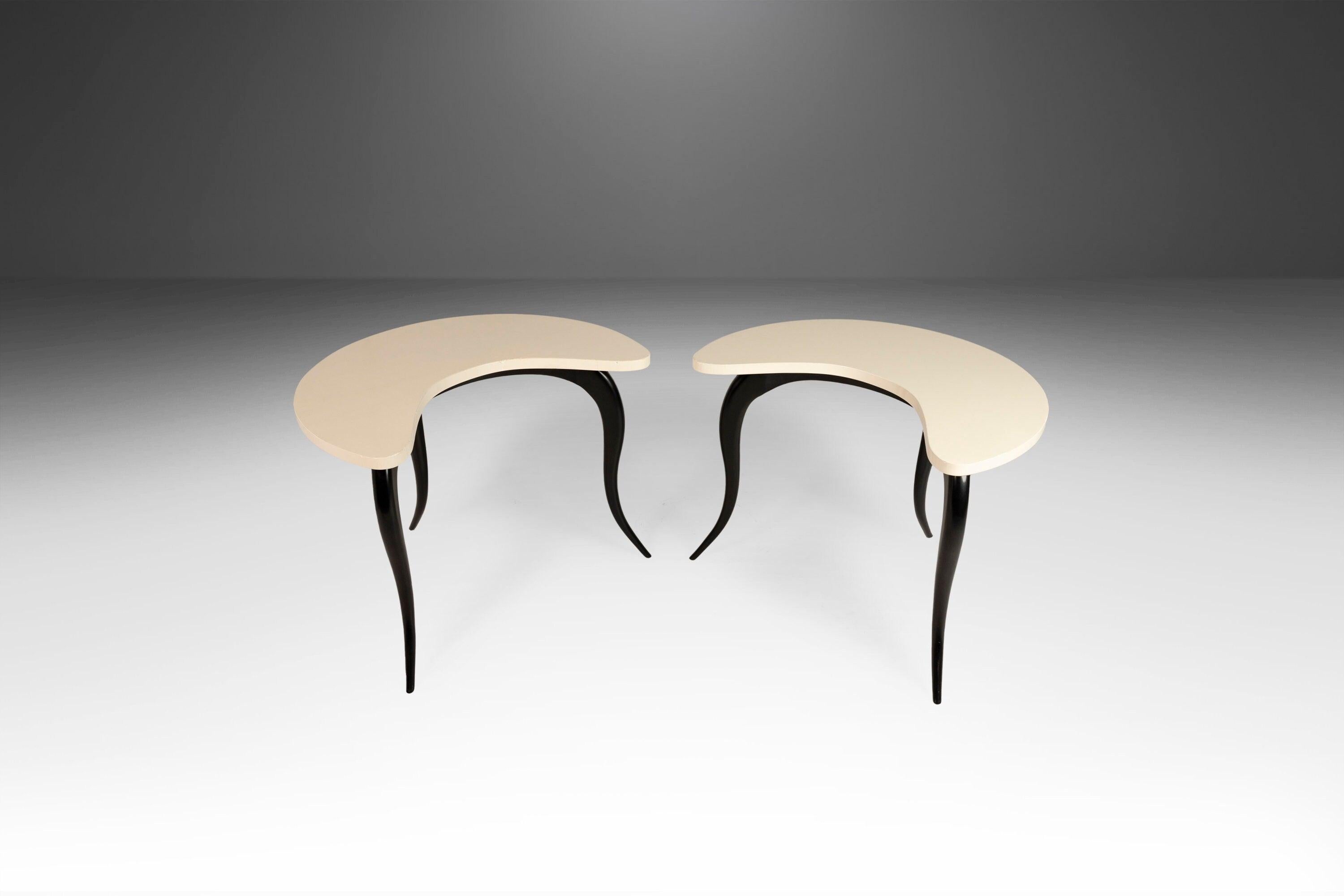 Wood Set of Two '2' Art Deco Spider Leg Side Tables After Osvaldo Borsani, Italy For Sale