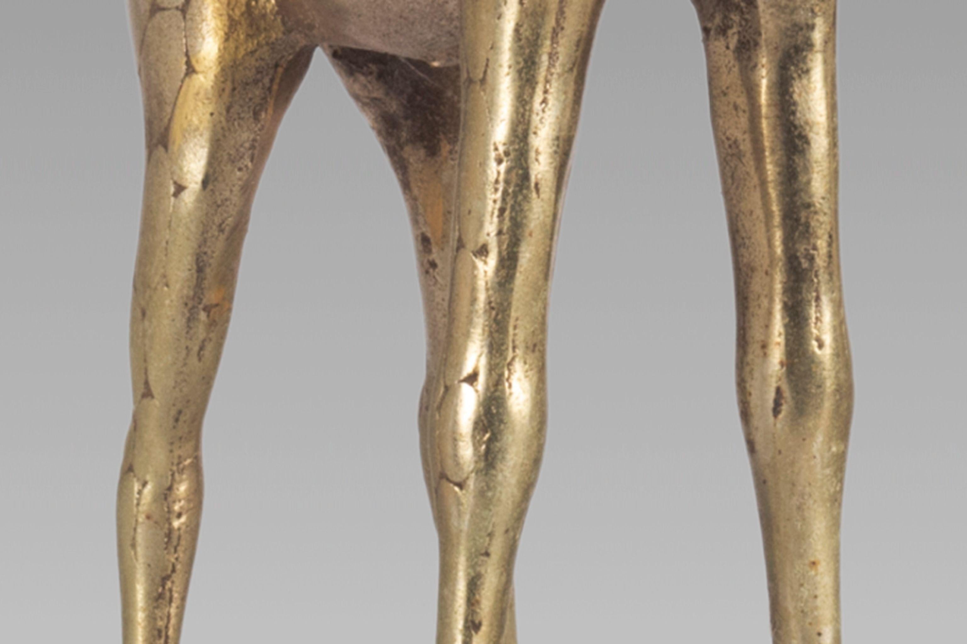 Set of Two '2' Artisan Hand Hammered Mid Century Giraffe Figures in Solid Brass For Sale 6