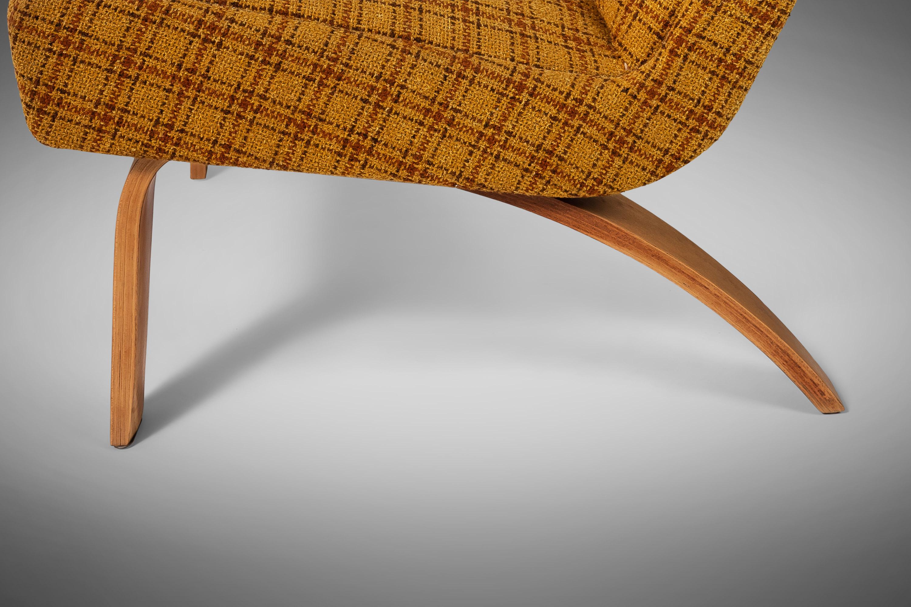 Ensemble de deux chaises pantoufles « 2 » en bois cintré en tissu d'origine de Thonet, États-Unis, années 1940 Bon état - En vente à Deland, FL