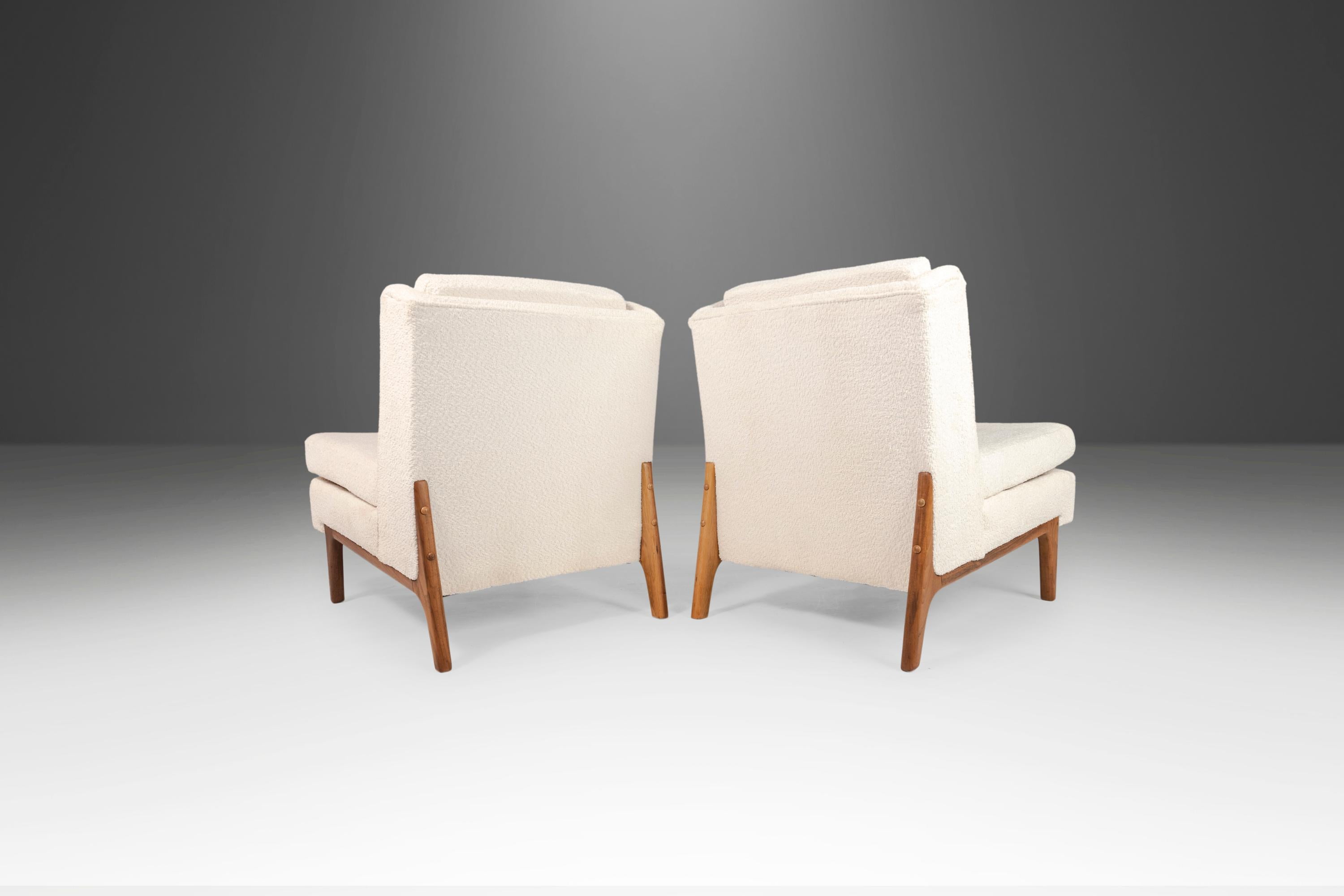 Set of Two '2' Slipper Chairs After Edward Wormley in New Boucle, USA, c. 1960's For Sale 2