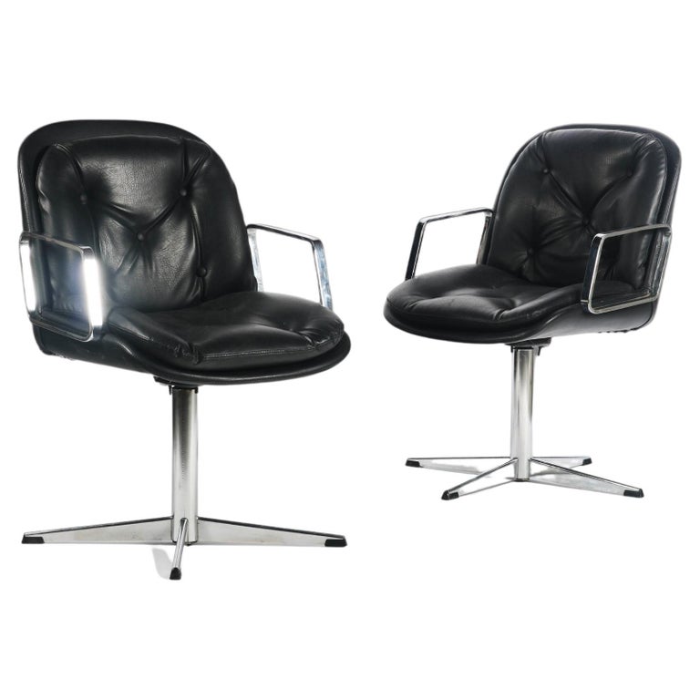 Set of Two (2) Black and Chrome High Stance Office Chairs, USA, c. 1960