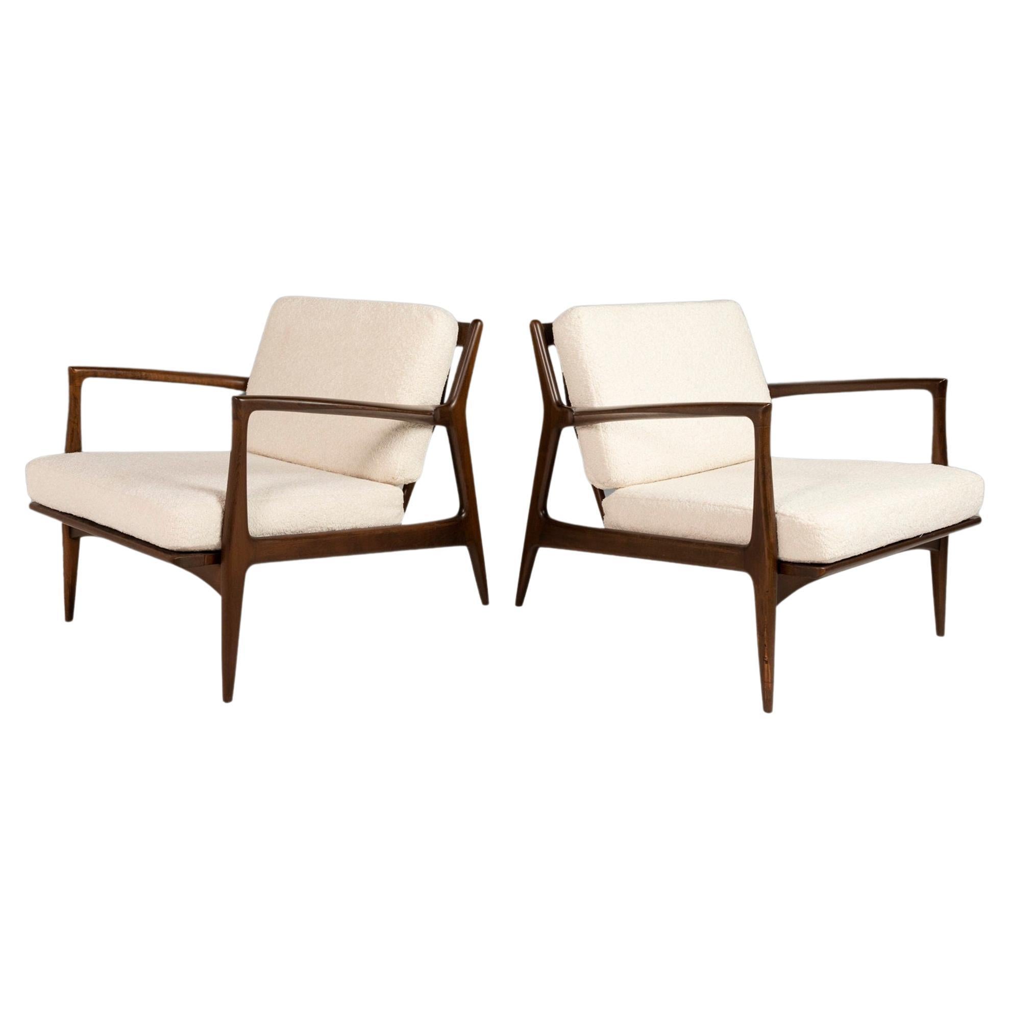 Set of Two '2' 'Blade' Lounge Chairs by Ib Kofod-Larsen for Selig, Denmark, 1950