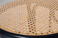 Set of Two '2' Cane and Ebonized Metal Bar Stools After Thonet, USA, 1970's